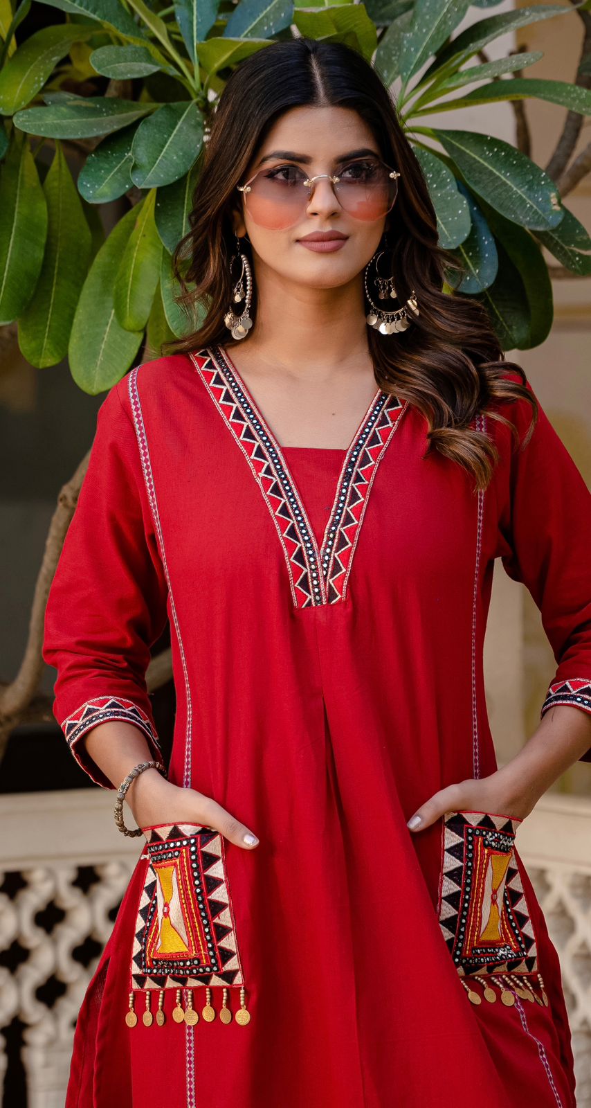 SuryaVira Embroidered Cotton Flex Co-ord Set