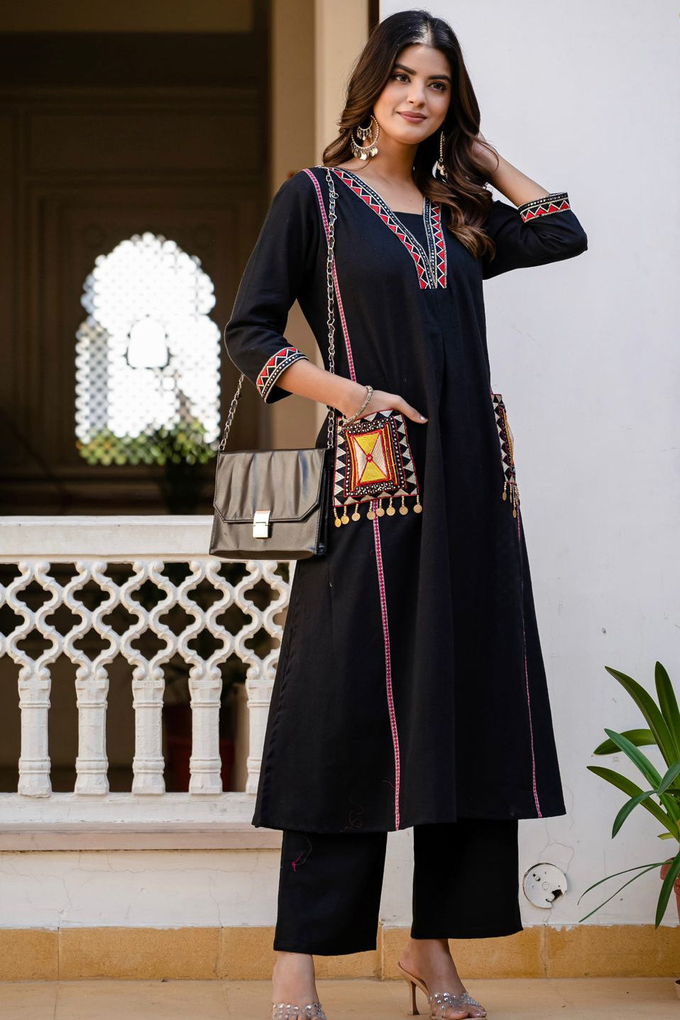 SuryaVira Embroidered Cotton Flex Co-ord Set