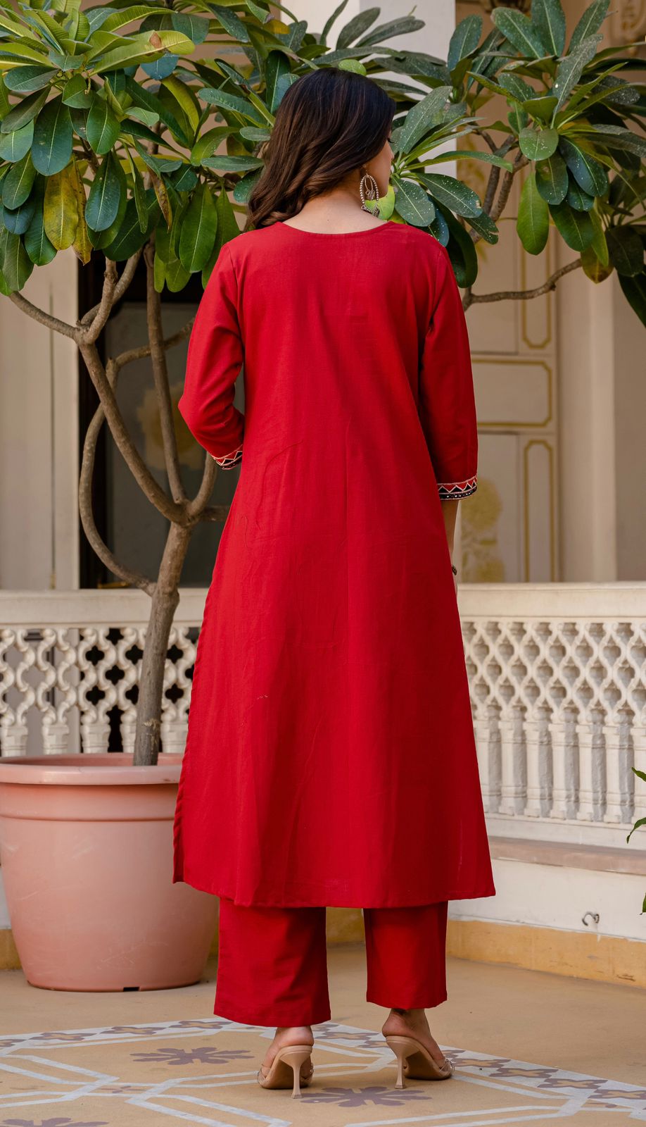 SuryaVira Embroidered Cotton Flex Co-ord Set