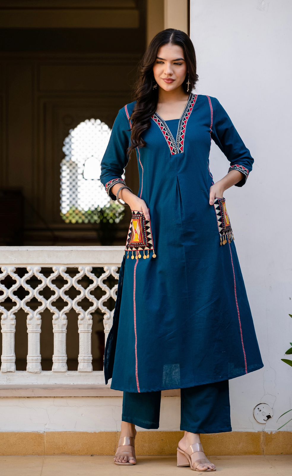 SuryaVira Embroidered Cotton Flex Co-ord Set
