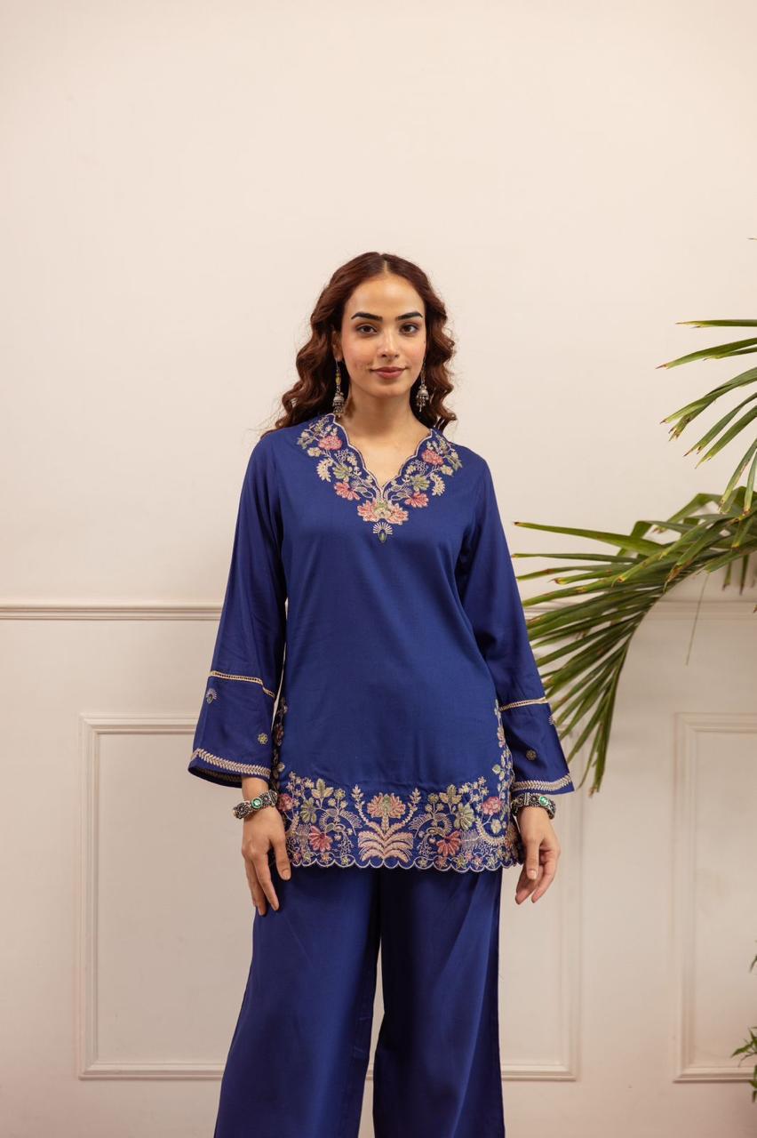 Noir Aabha Pure Cotton Embroidered Co-Ord Set