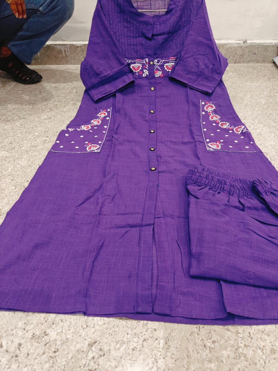 Violet Aira Mirrorwork Cotton Flex Co-Ord Set