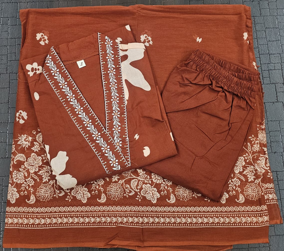 Aavya Heavy Cotton Embroidered Suit Set