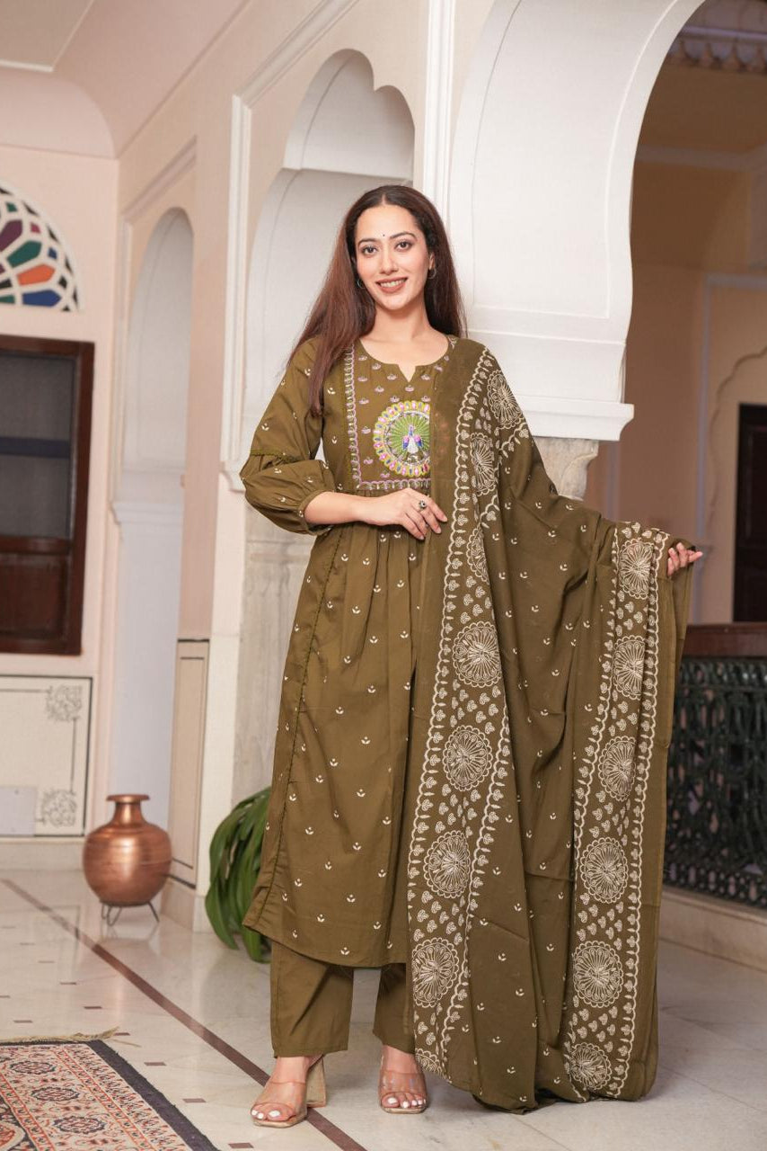 Mehendi Saaz Embroidered Anarkali Suit Set