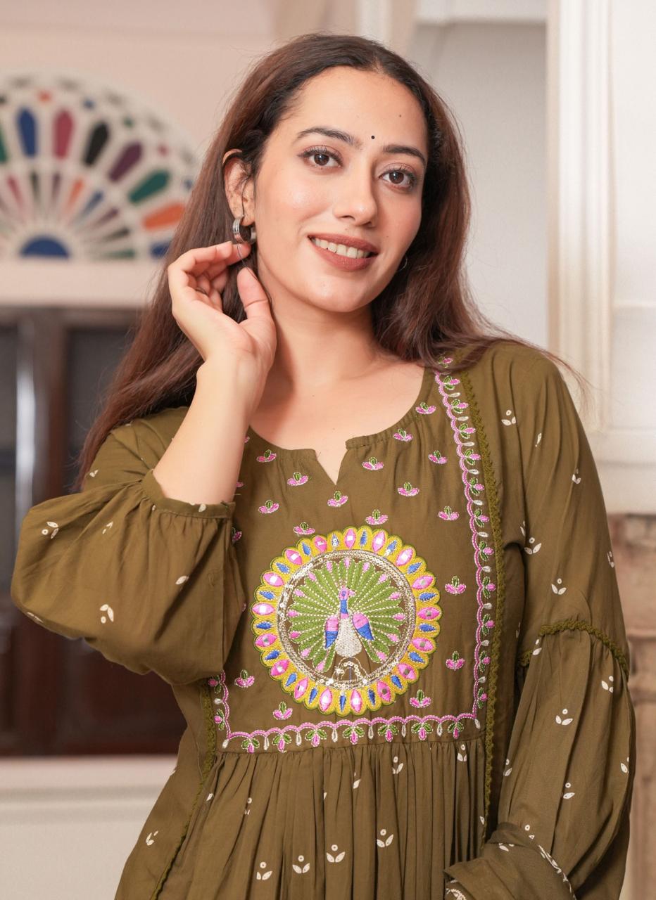 Mehendi Saaz Embroidered Anarkali Suit Set