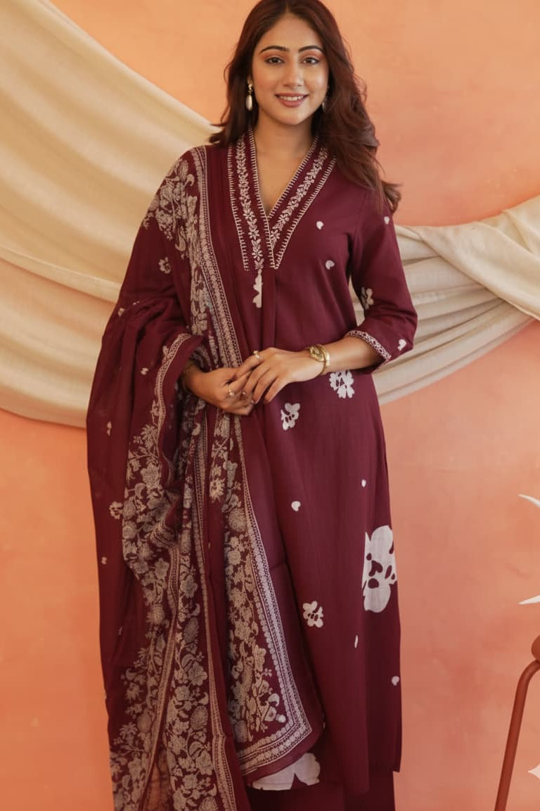 Aarya Cotton Embroidered Suit Set