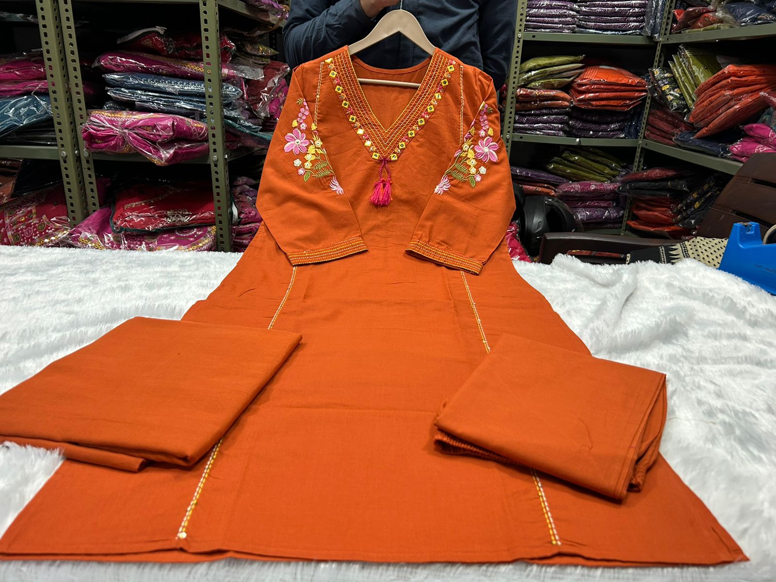 Vanya Cotton Embroidered Straight Suit Set