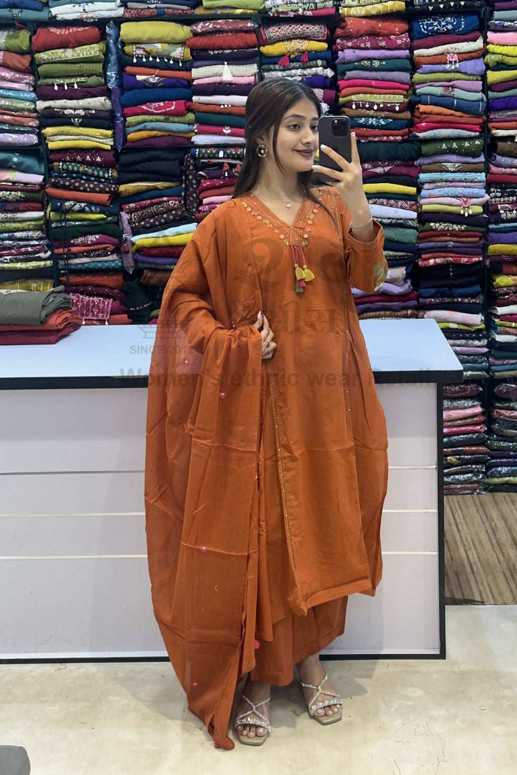 Vanya Cotton Embroidered Straight Suit Set