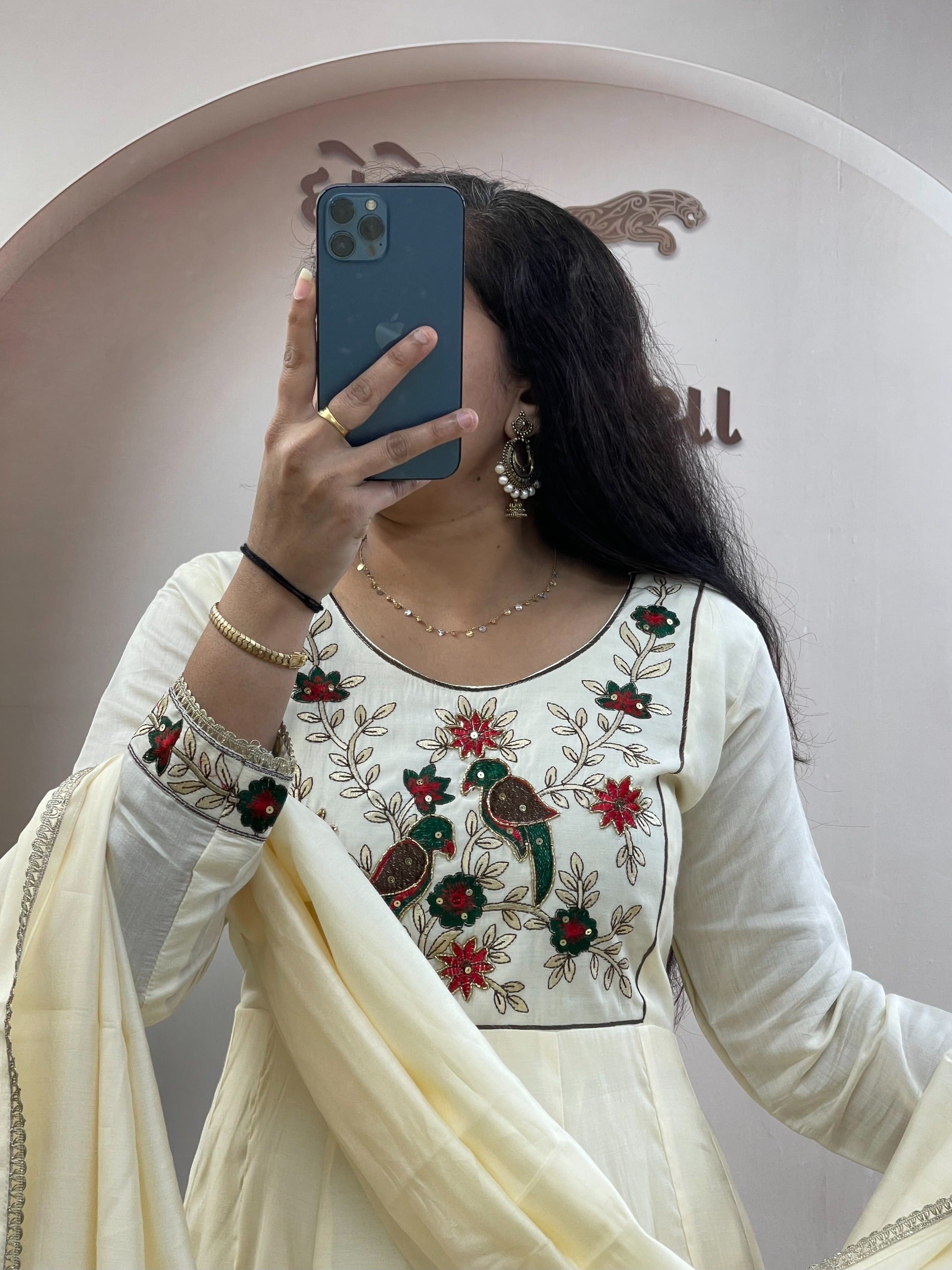 Kesari Naira Roman Chanderi Anarkali Gown Set