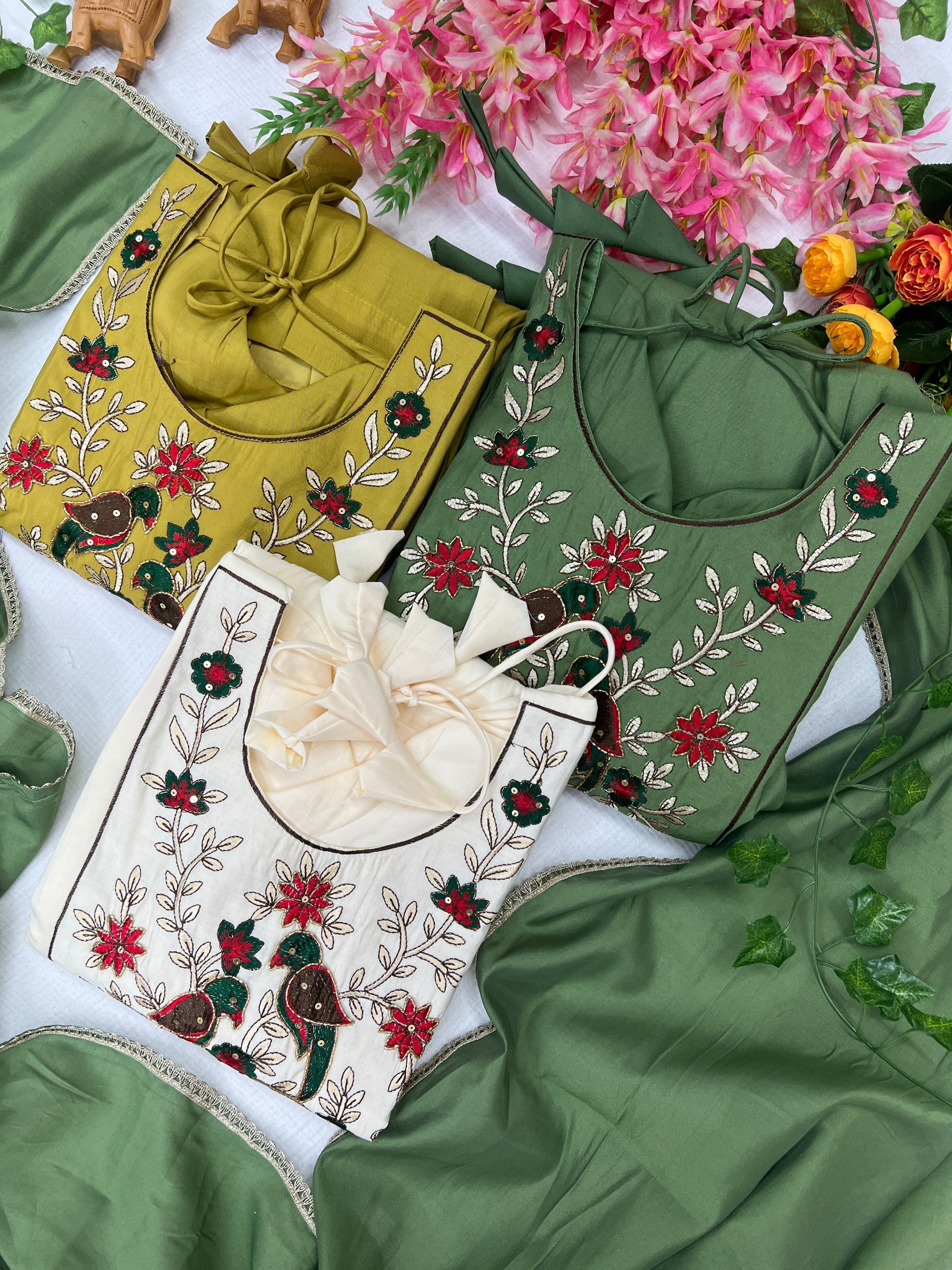 Kesari Naira Roman Chanderi Anarkali Gown Set