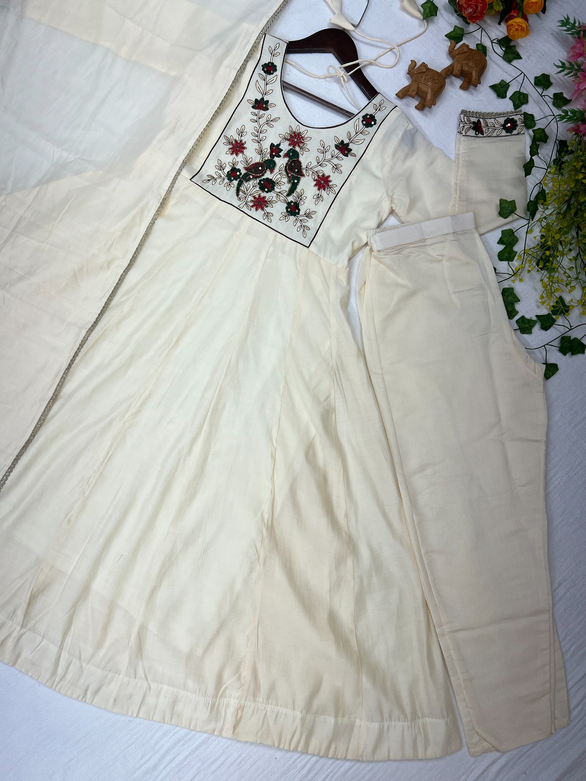 Kesari Naira Roman Chanderi Anarkali Gown Set