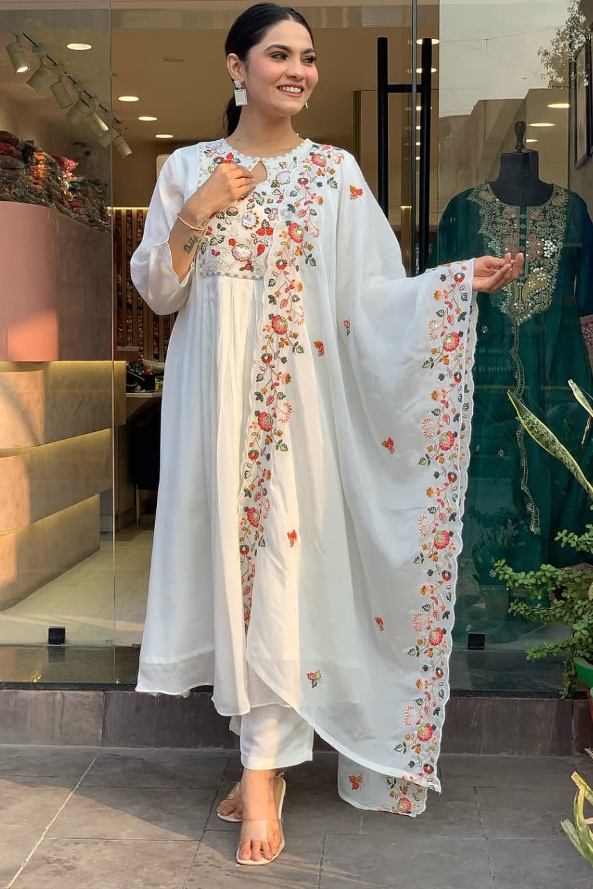 Shvetika Handcrafted Pure Cotton Kurti Pant Dupatta Set