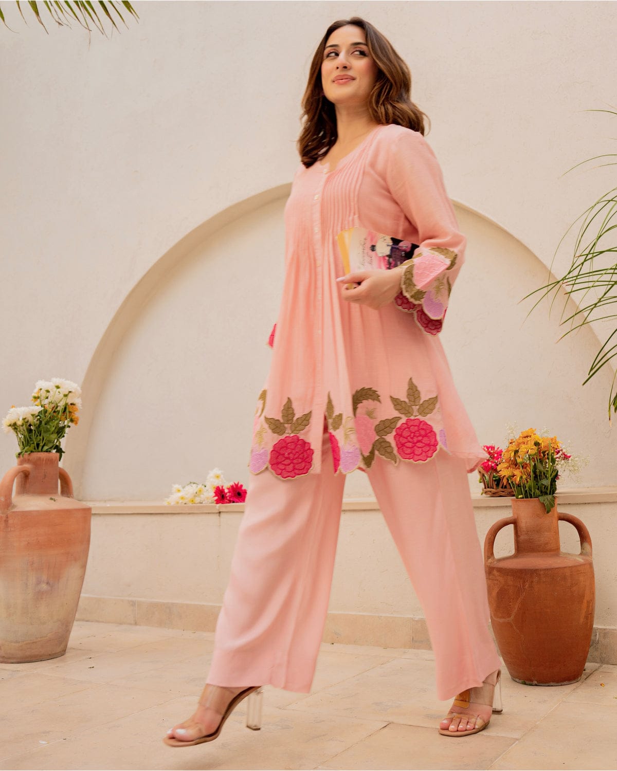 Peach Aarya Cotton Co-Ord Set