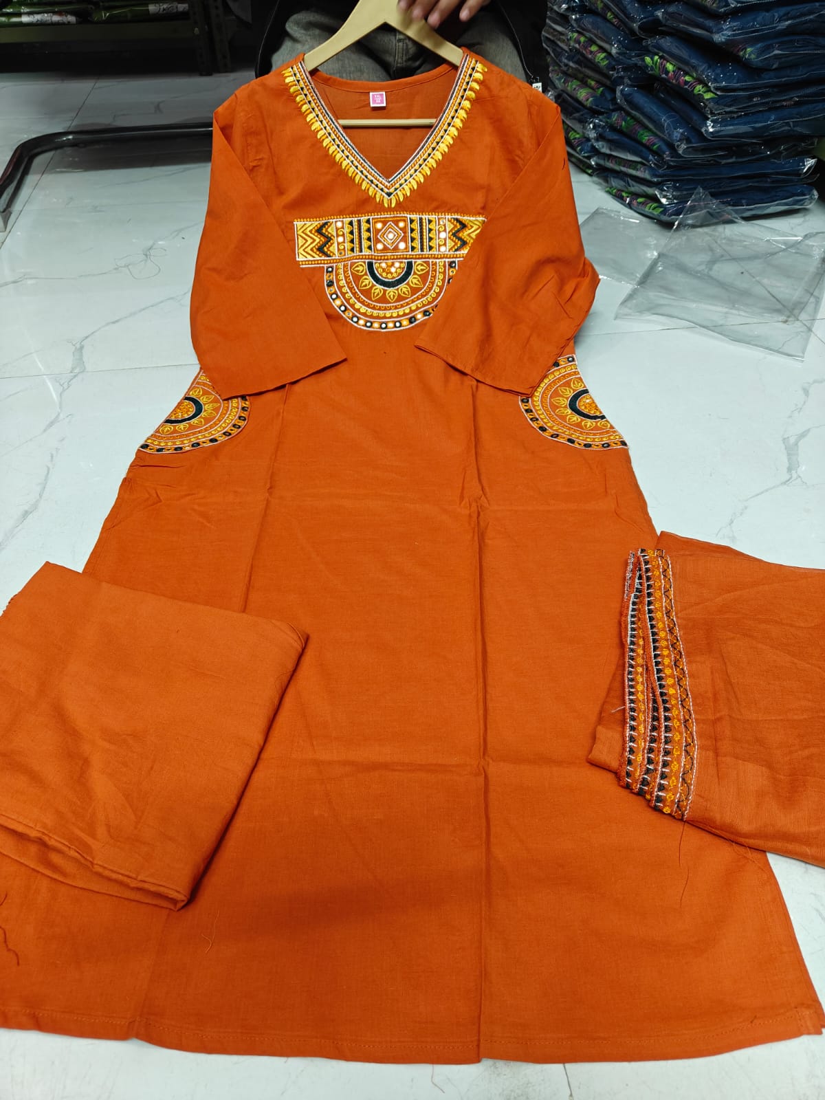New Launch Puri Cotton Kurti Pant Dupatta Set