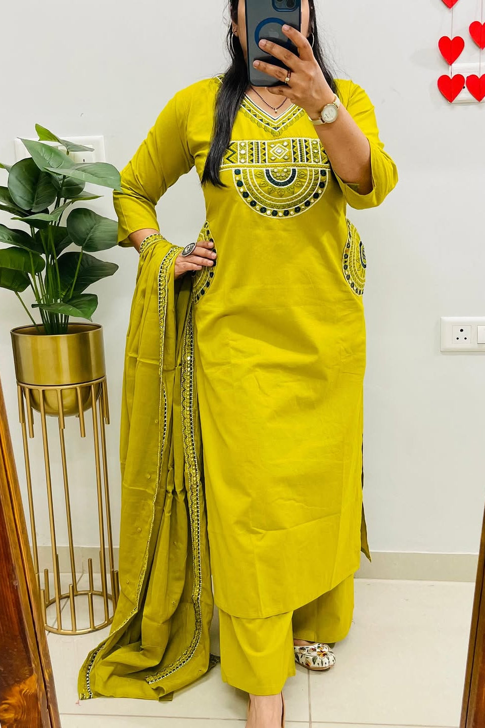 New Launch Puri Cotton Kurti Pant Dupatta Set