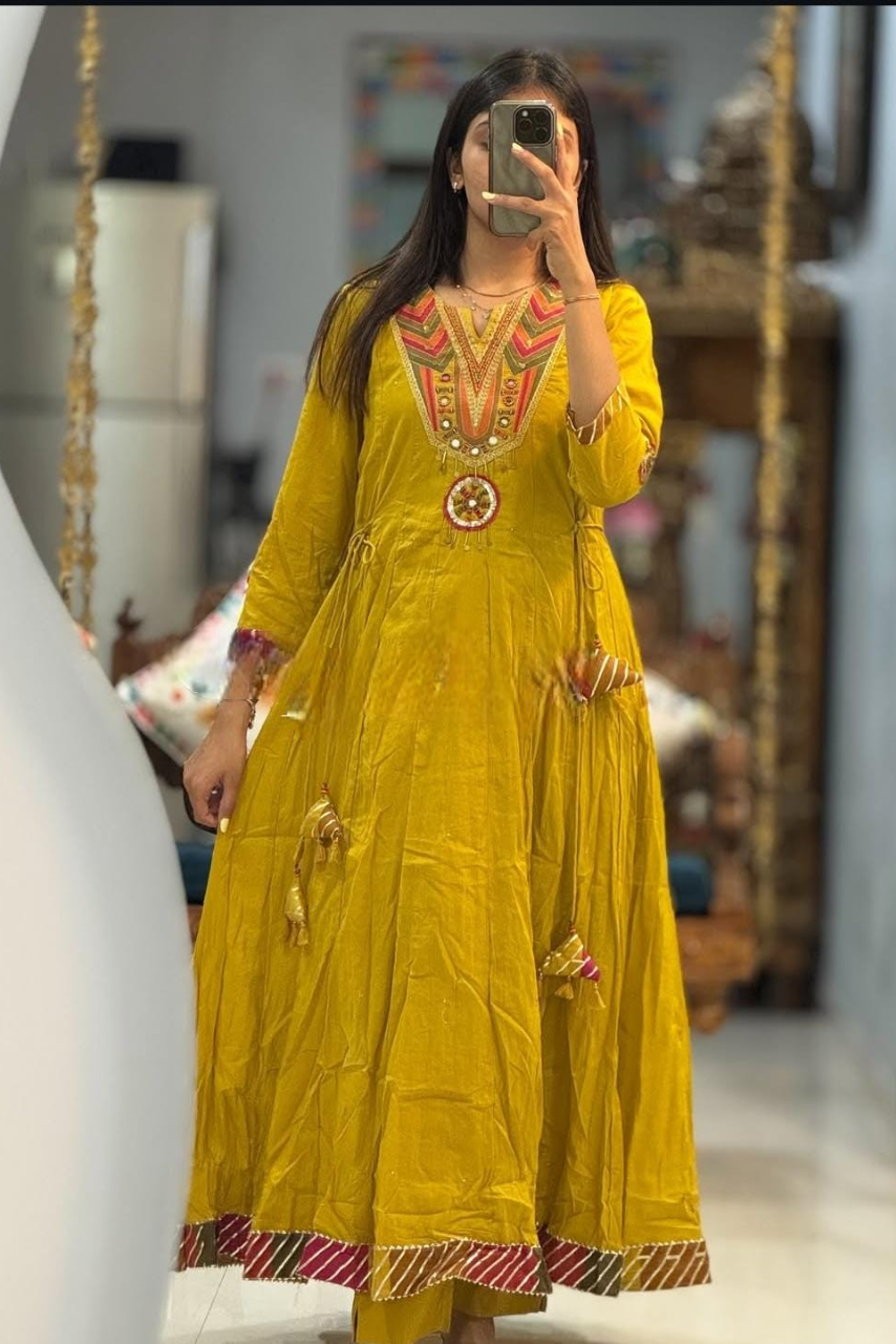 New Launching Cotton Anarkali Suit Set