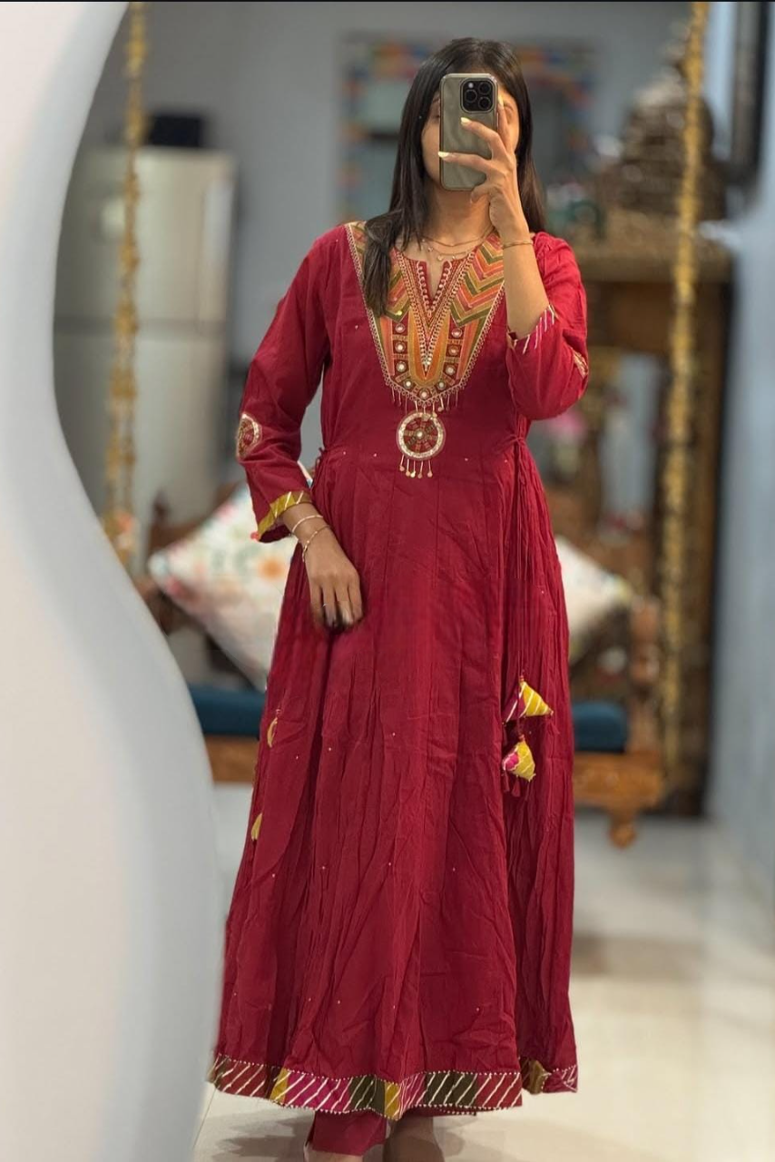 New Launching Cotton Anarkali Suit Set