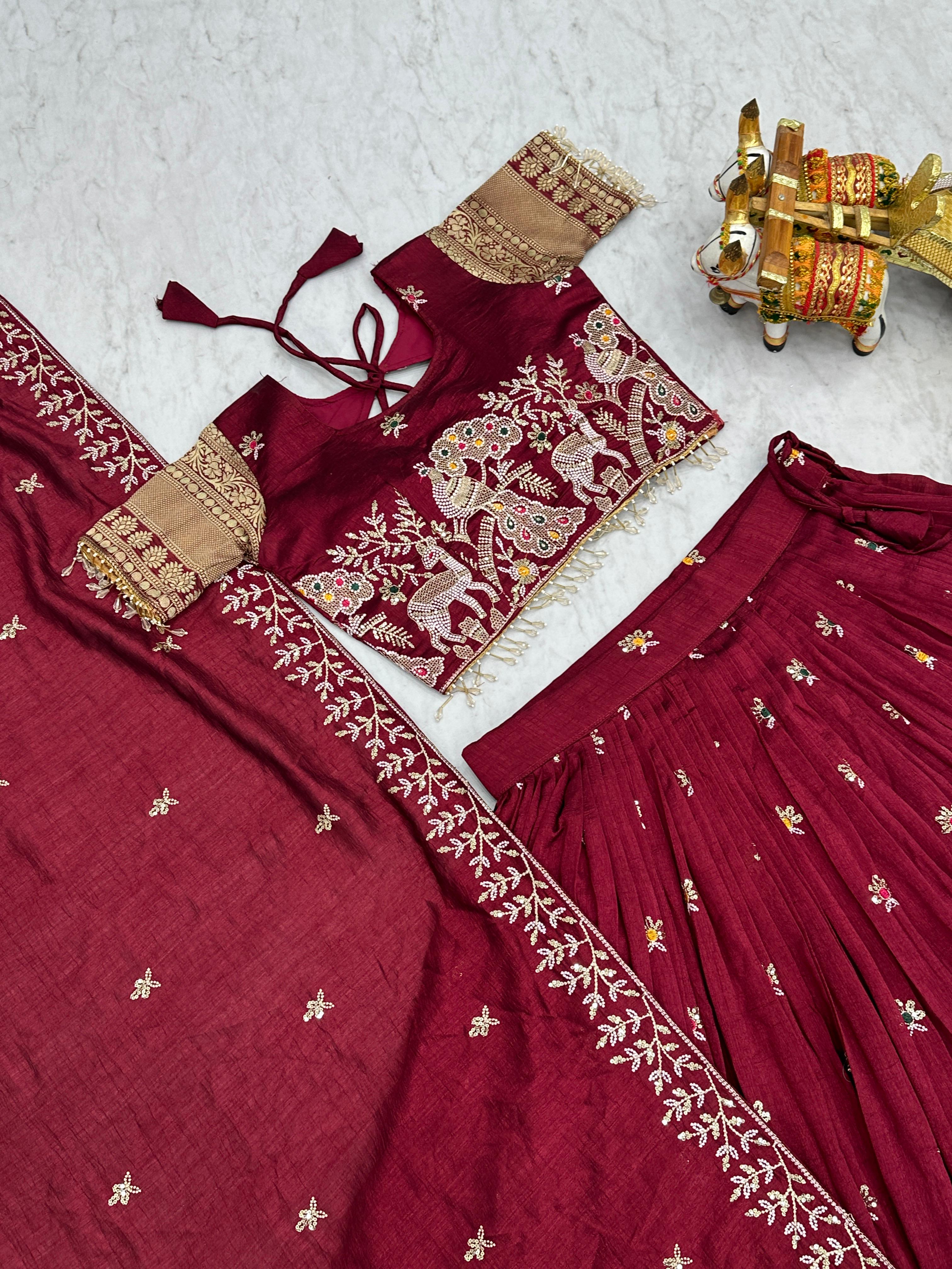 New launch Maroon Viraasat Lehenga Choli Set