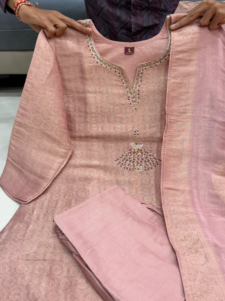 New Launch Kaalika Zari Weave Glass Tissue Suit Set
