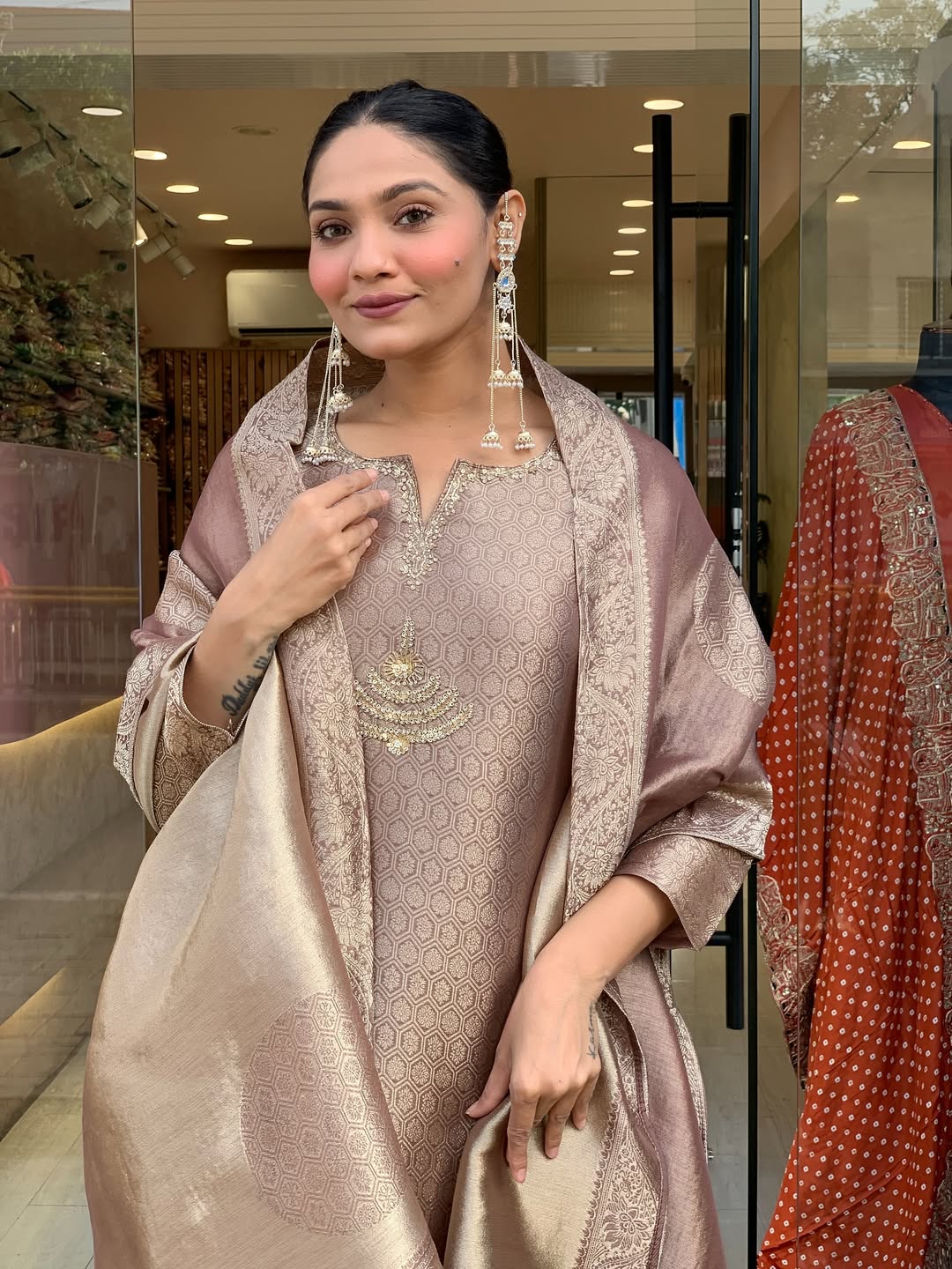 New Launch Kaalika Zari Weave Glass Tissue Suit Set