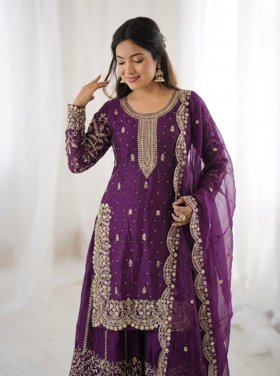 Amethyst Noor Zari Palazzo Set