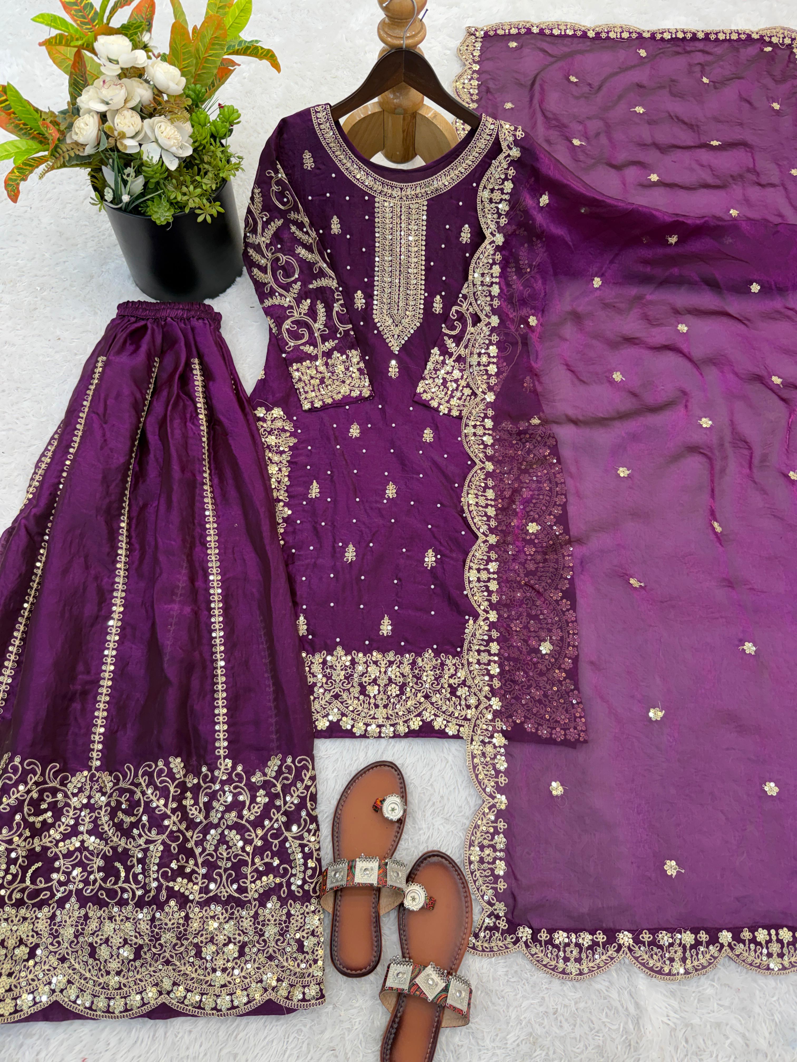 Amethyst Noor Zari Palazzo Set