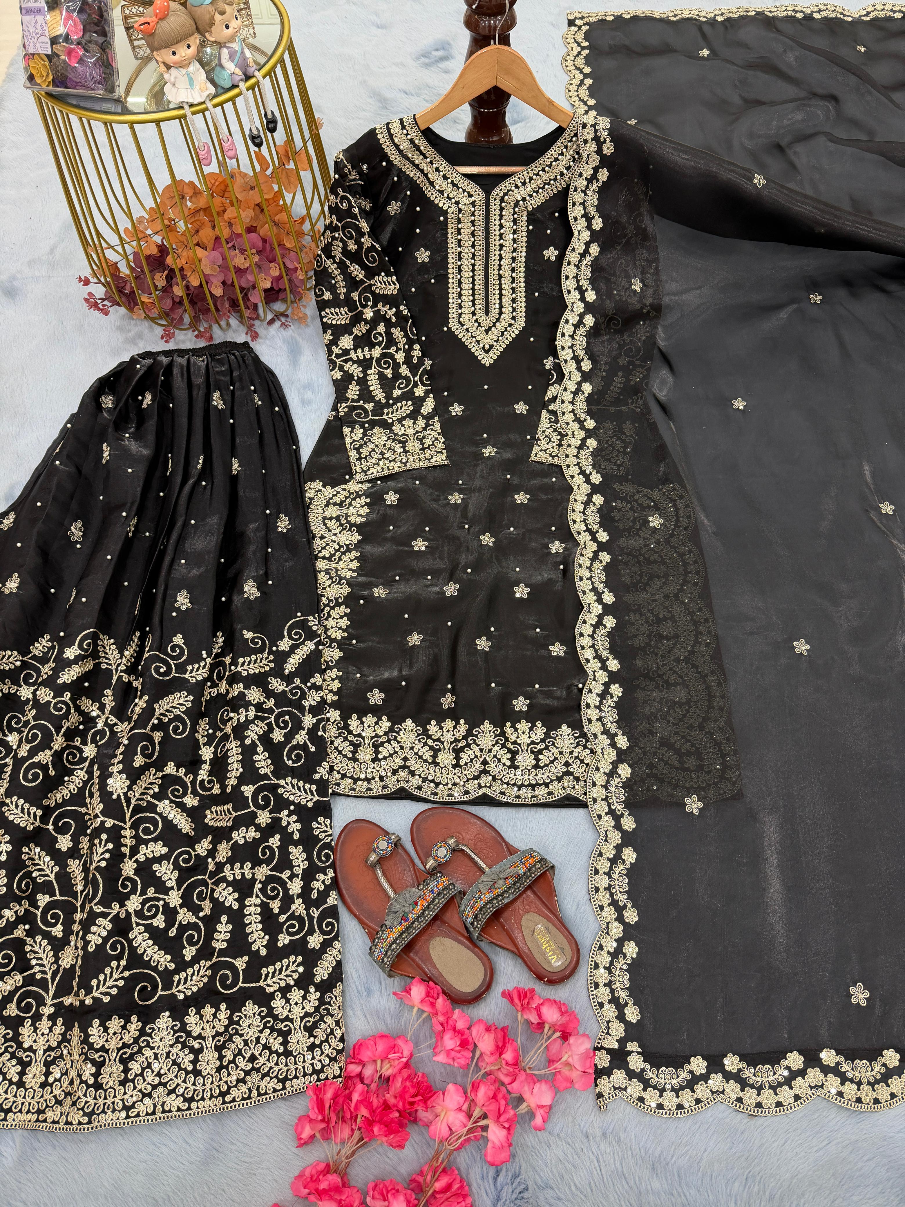 Noor Mahira Midnight Zari Plazo Set