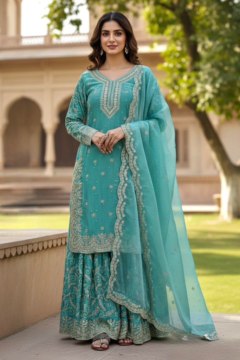 Noor Mahira Midnight Zari Plazo Set