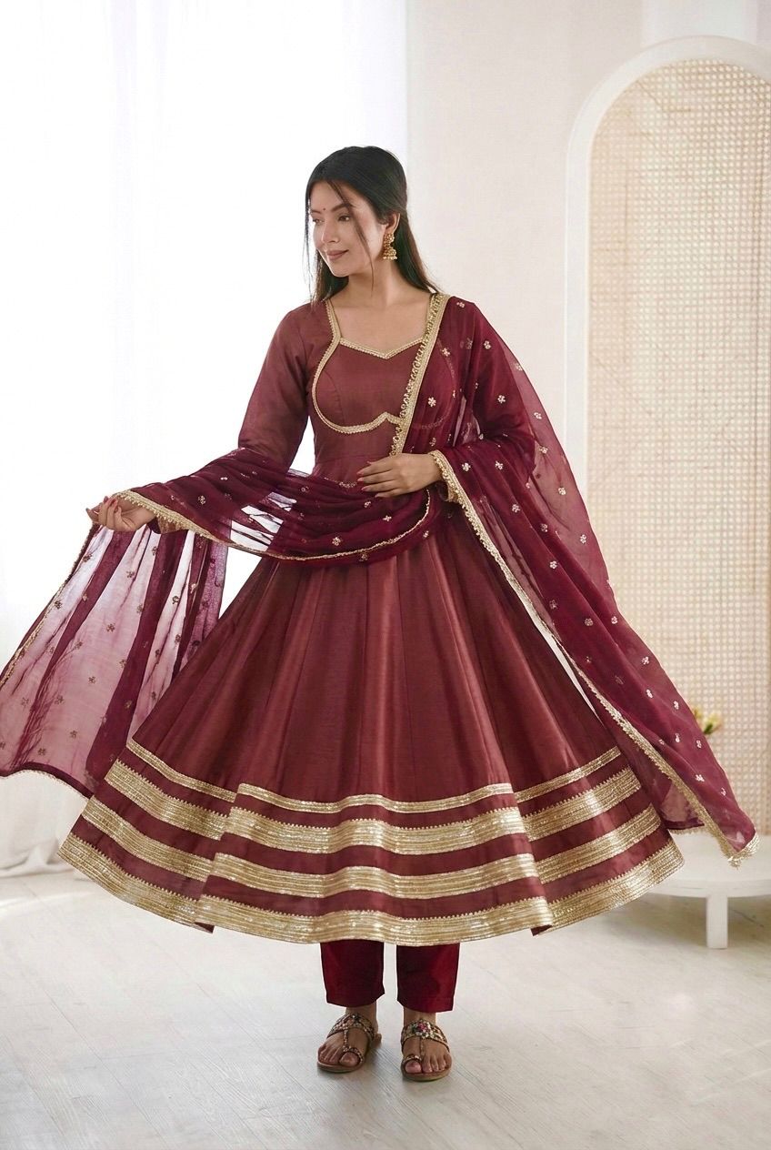 Shwetika Heavy Lace Anarkali Set – Maroon