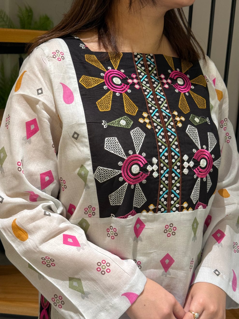 New Launch Embroidered Cotton Kurti Palazzo Set