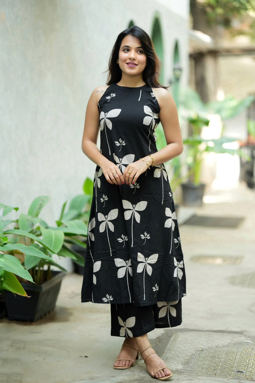 Floral Cotton Kurti Palazzo Co-ord Set
