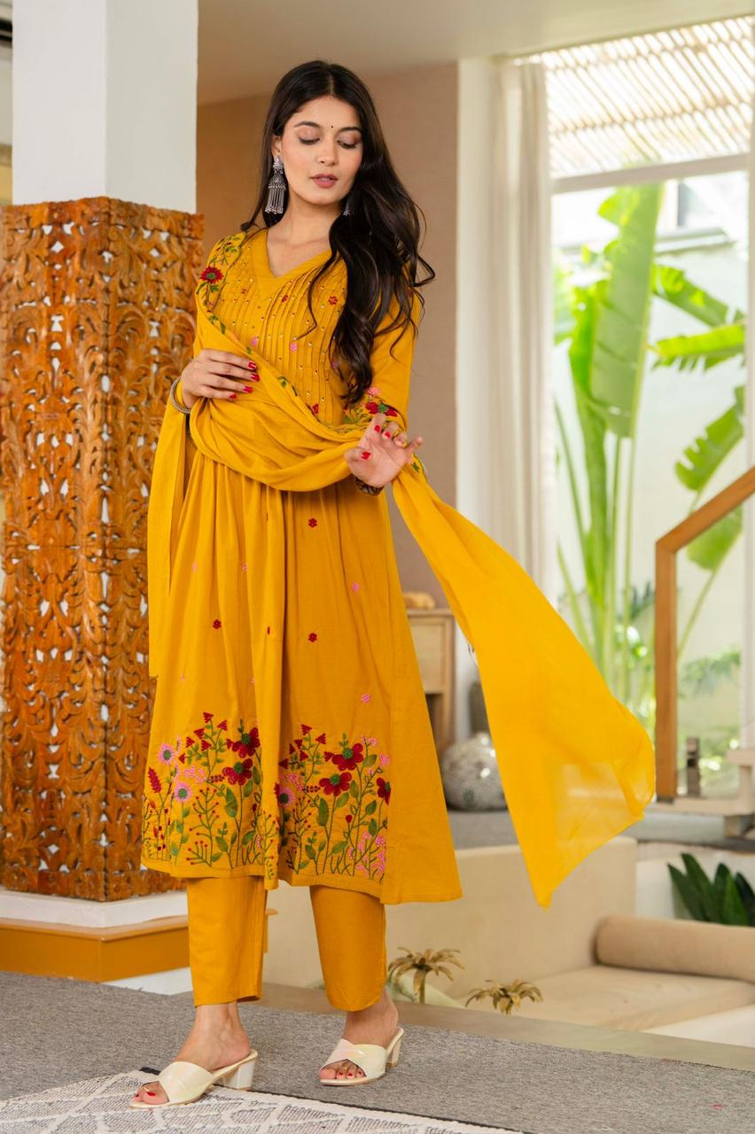 New Launch Anarkali Cotton Suit Set