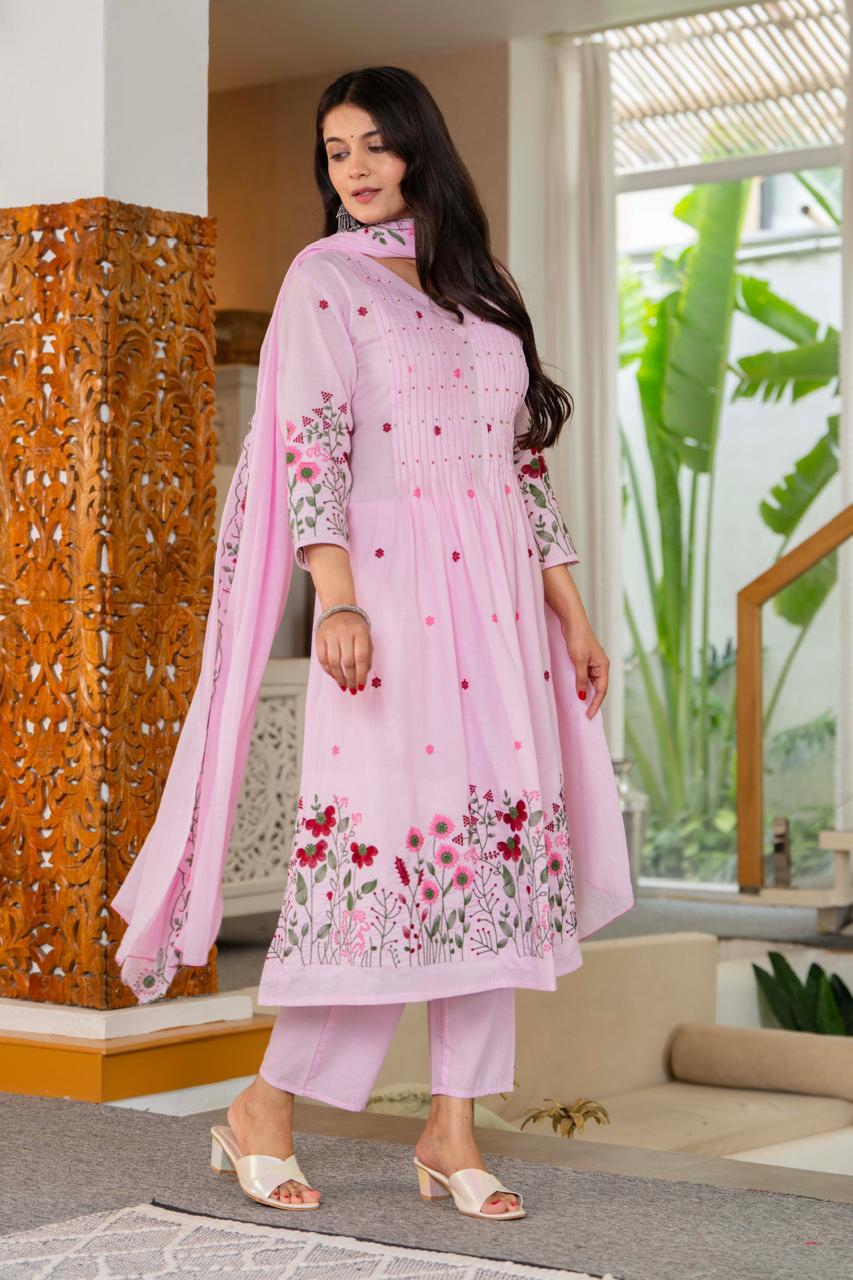 New Launch Anarkali Cotton Suit Set