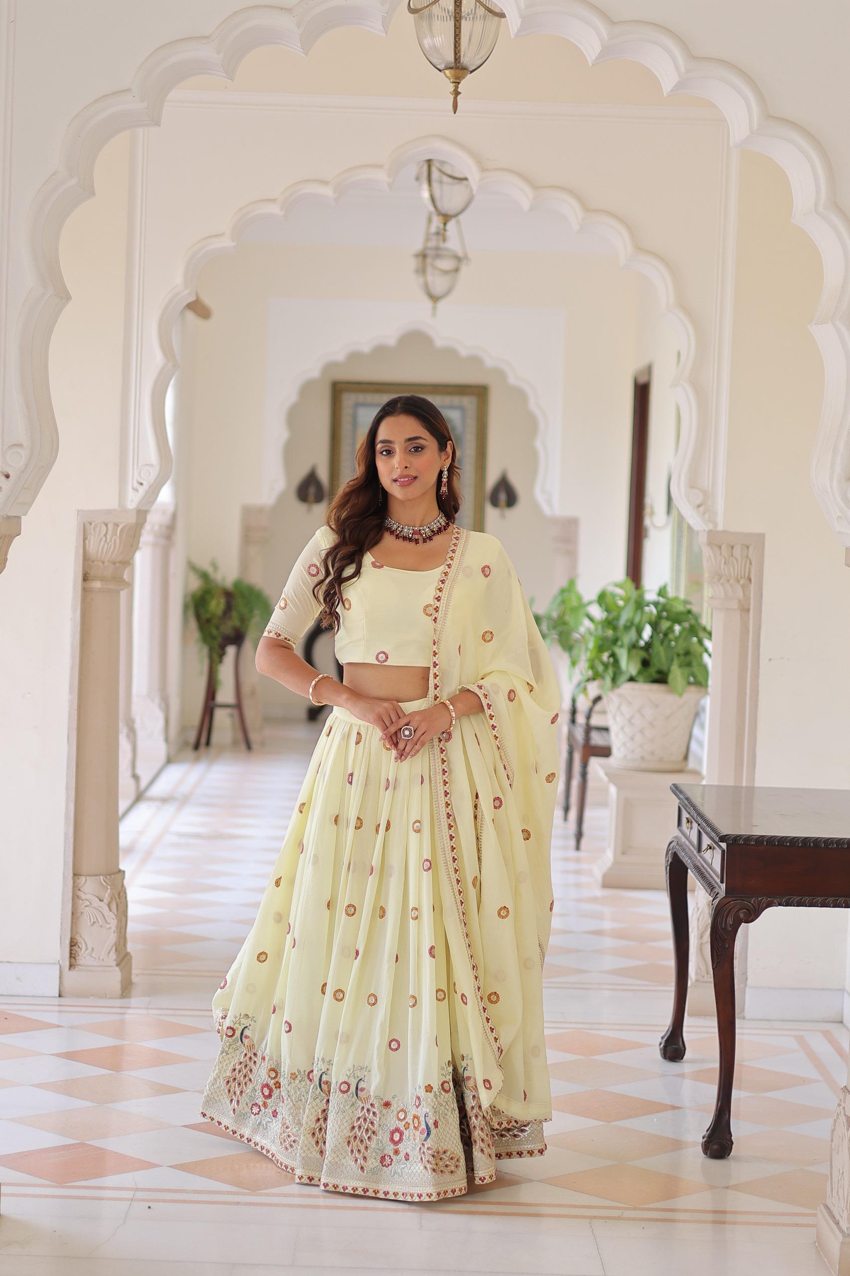 Keshvara Vichitra Silk Embroidered Lehenga Set