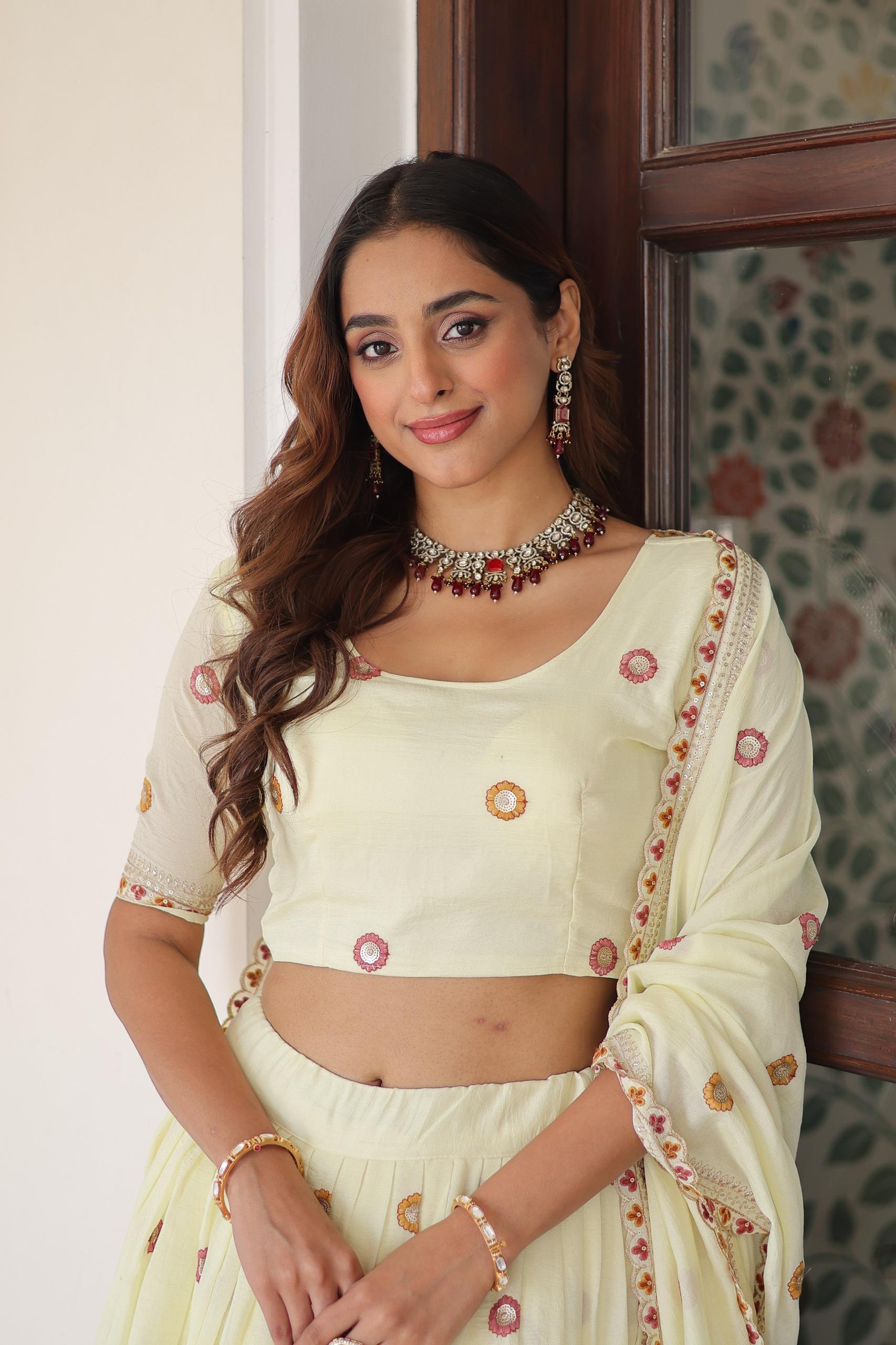 Keshvara Vichitra Silk Embroidered Lehenga Set