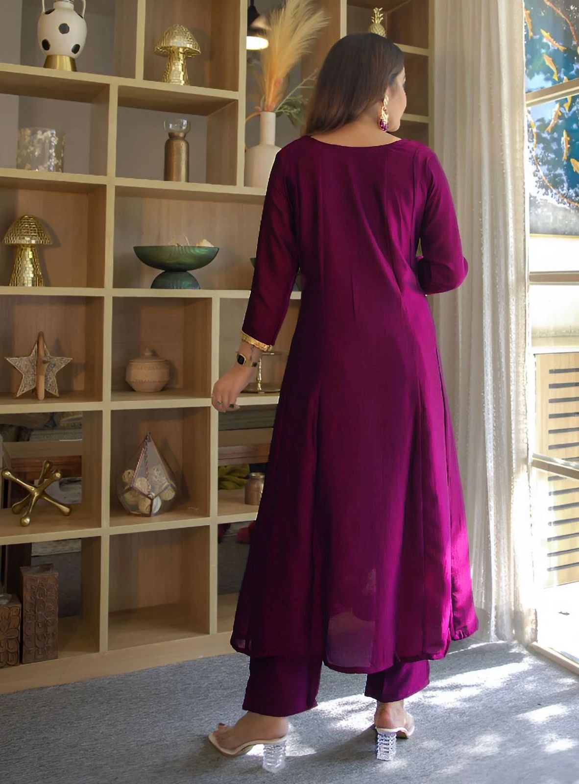 Meherva Vichitra Silk Anarkali Suit Set