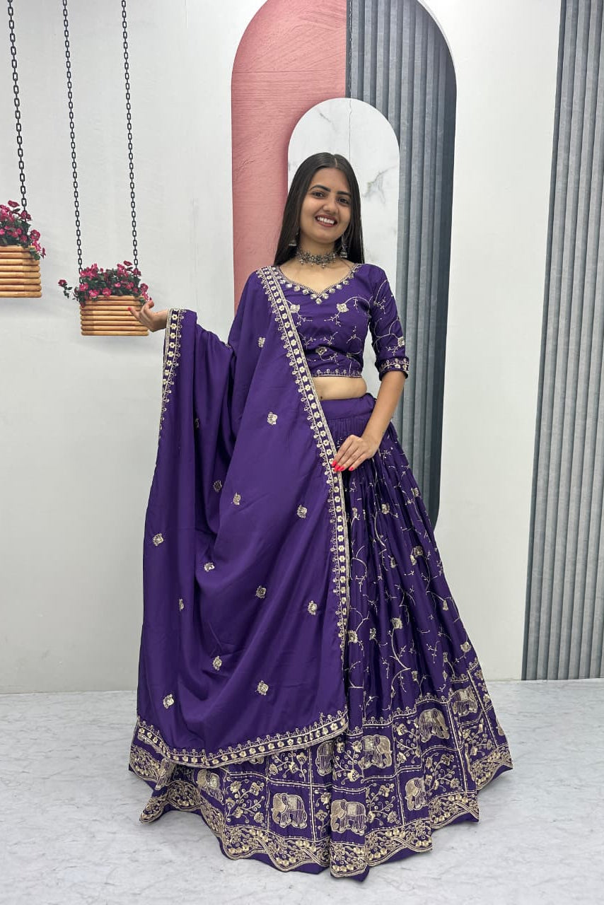 Rajnira Crepe Silk Embroidered Lehenga Choli Set