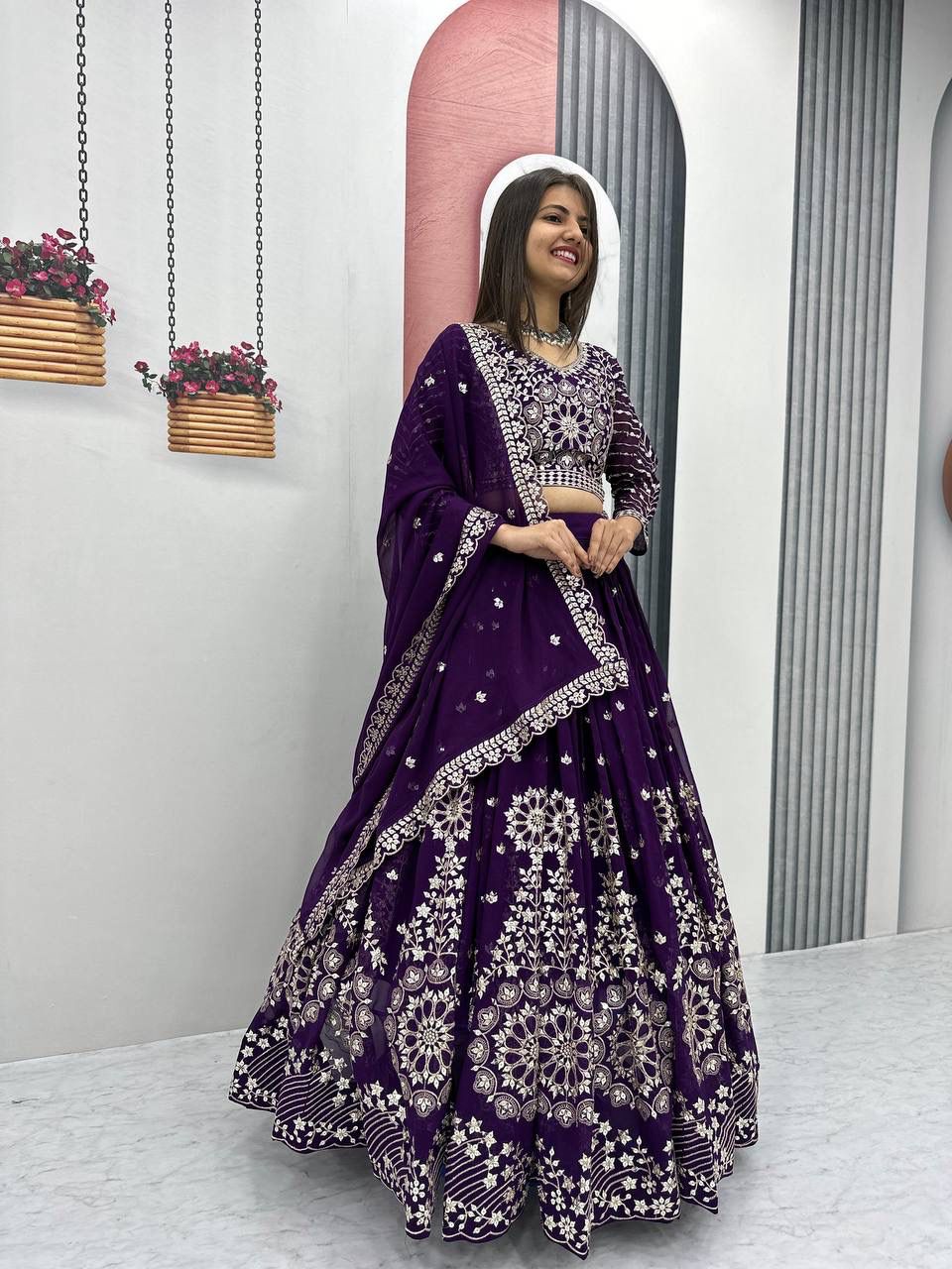 Rajnisha Embroidered Georgette Lehenga Choli Set