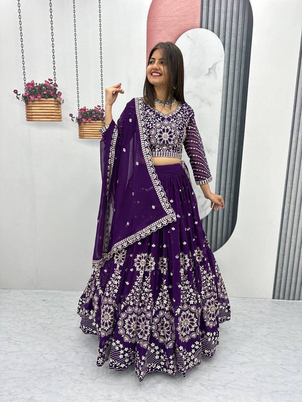 Rajnisha Embroidered Georgette Lehenga Choli Set