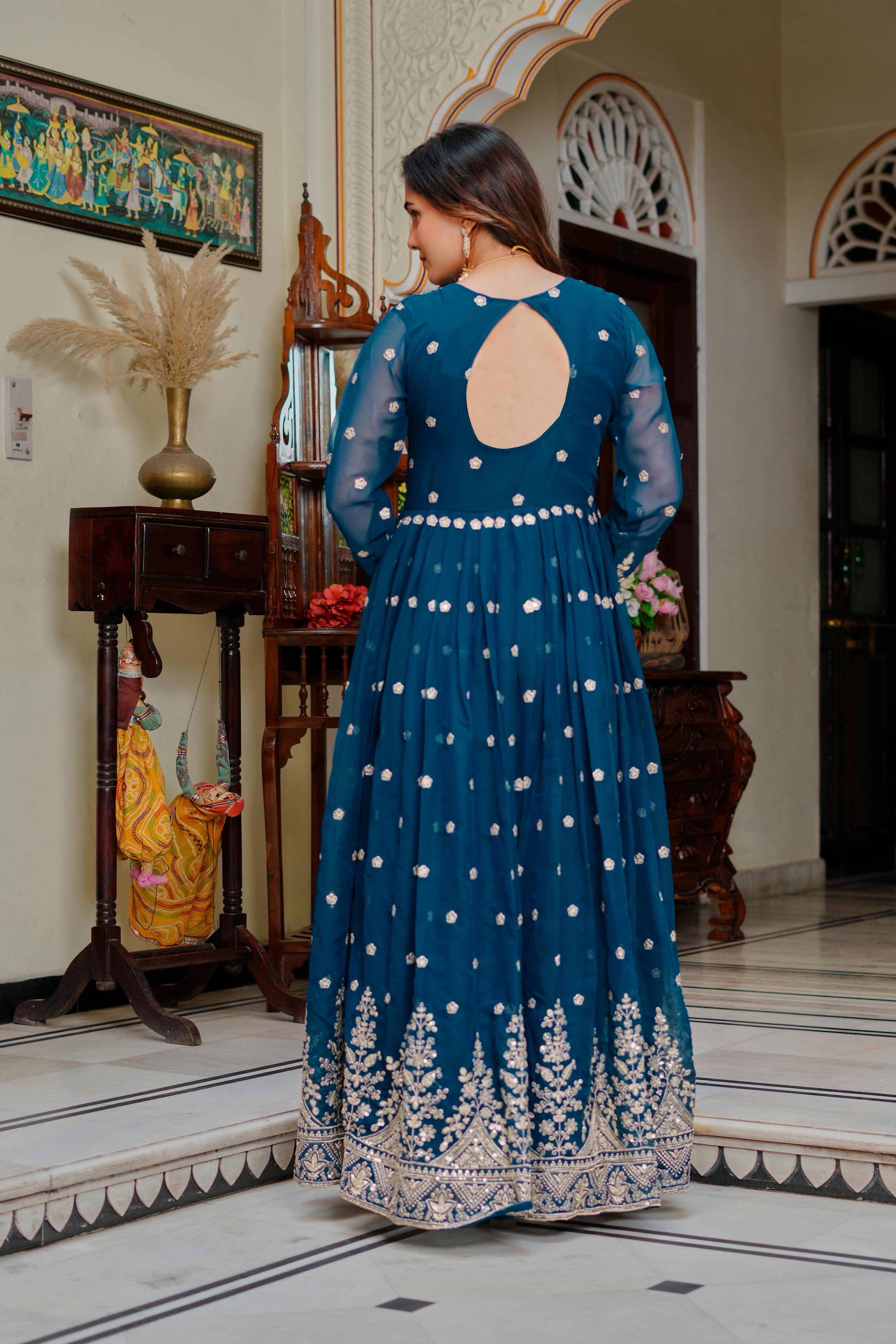 Morvika Georgette Gown Pant Dupatta Set