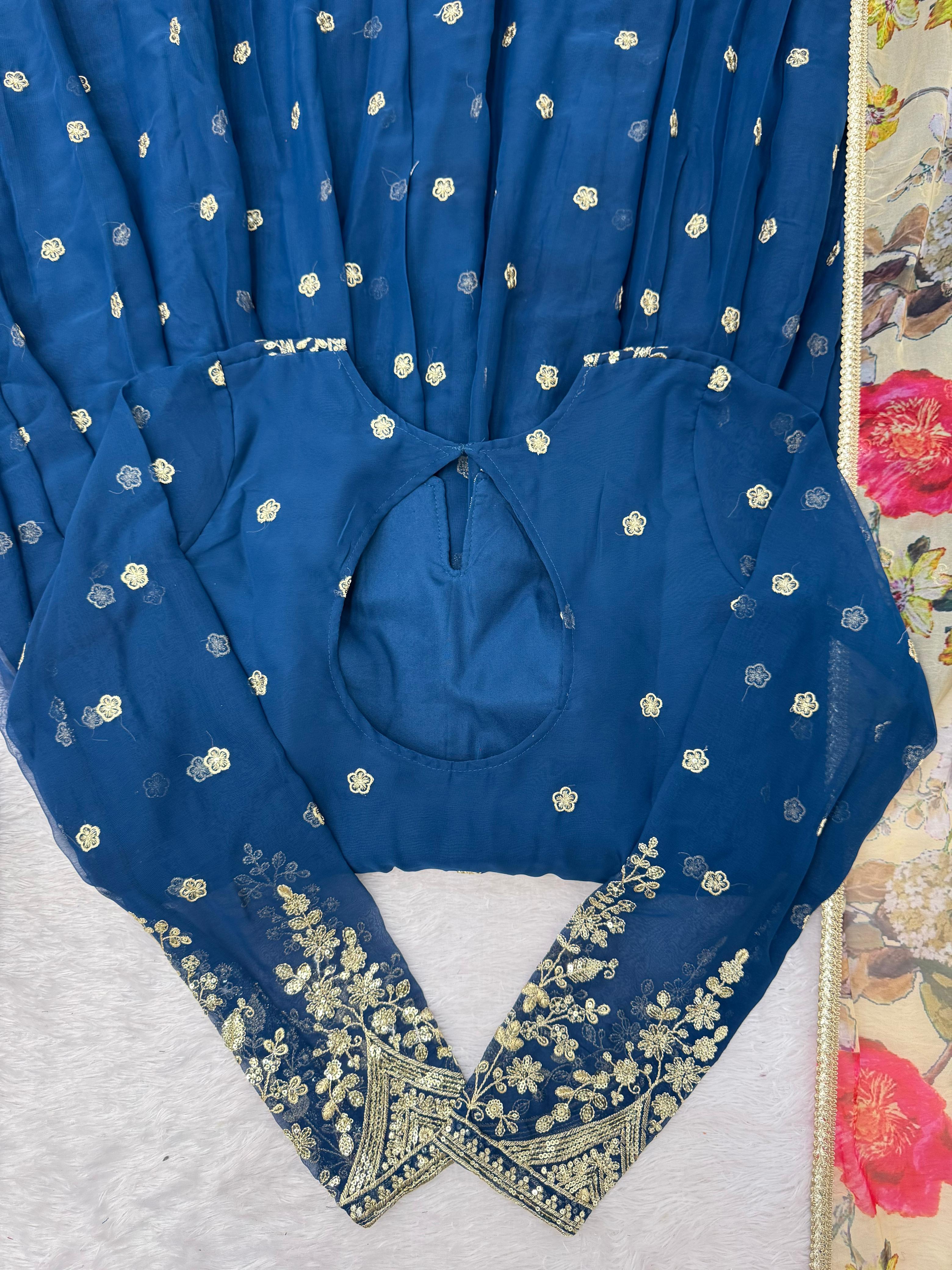 Morvika Georgette Gown Pant Dupatta Set