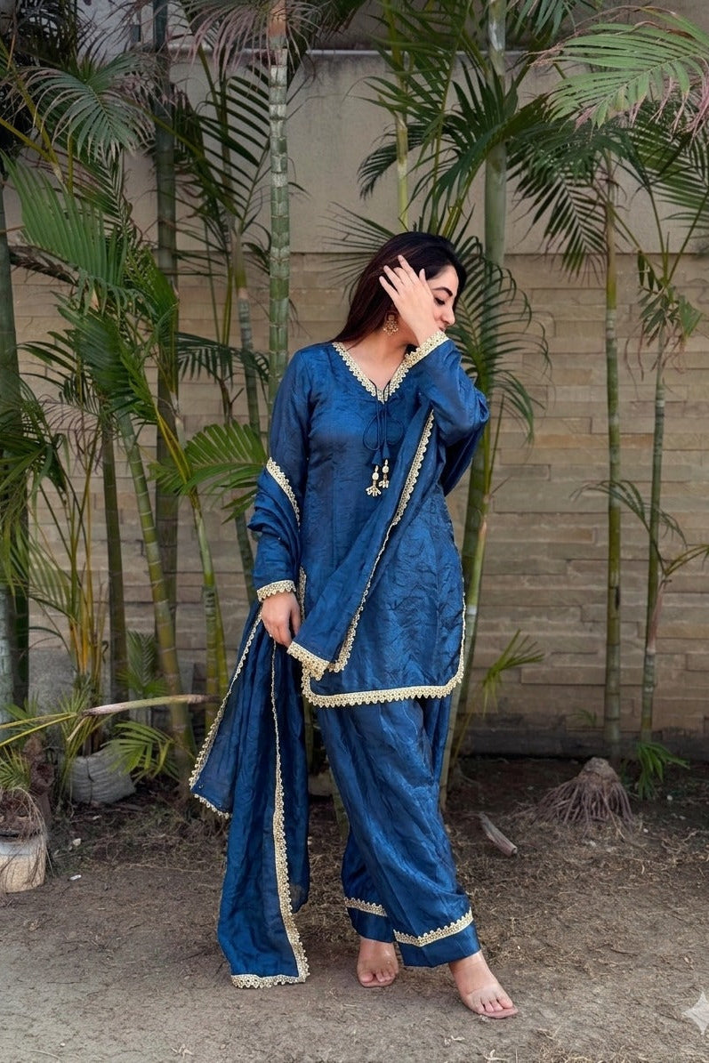 Mayurvaani Silk Embellished Sharara Suit Set