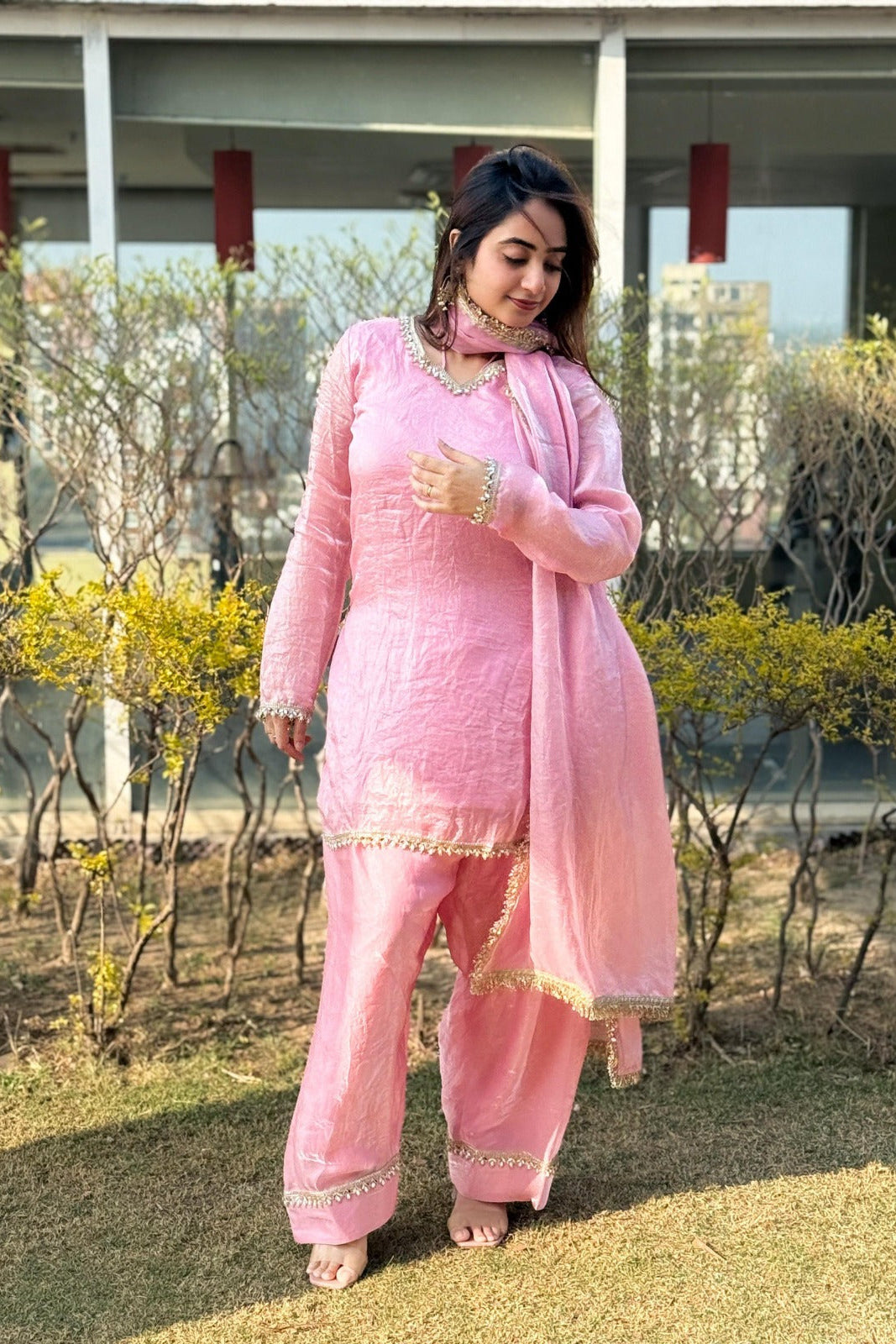 Mayurvaani Silk Embellished Sharara Suit Set