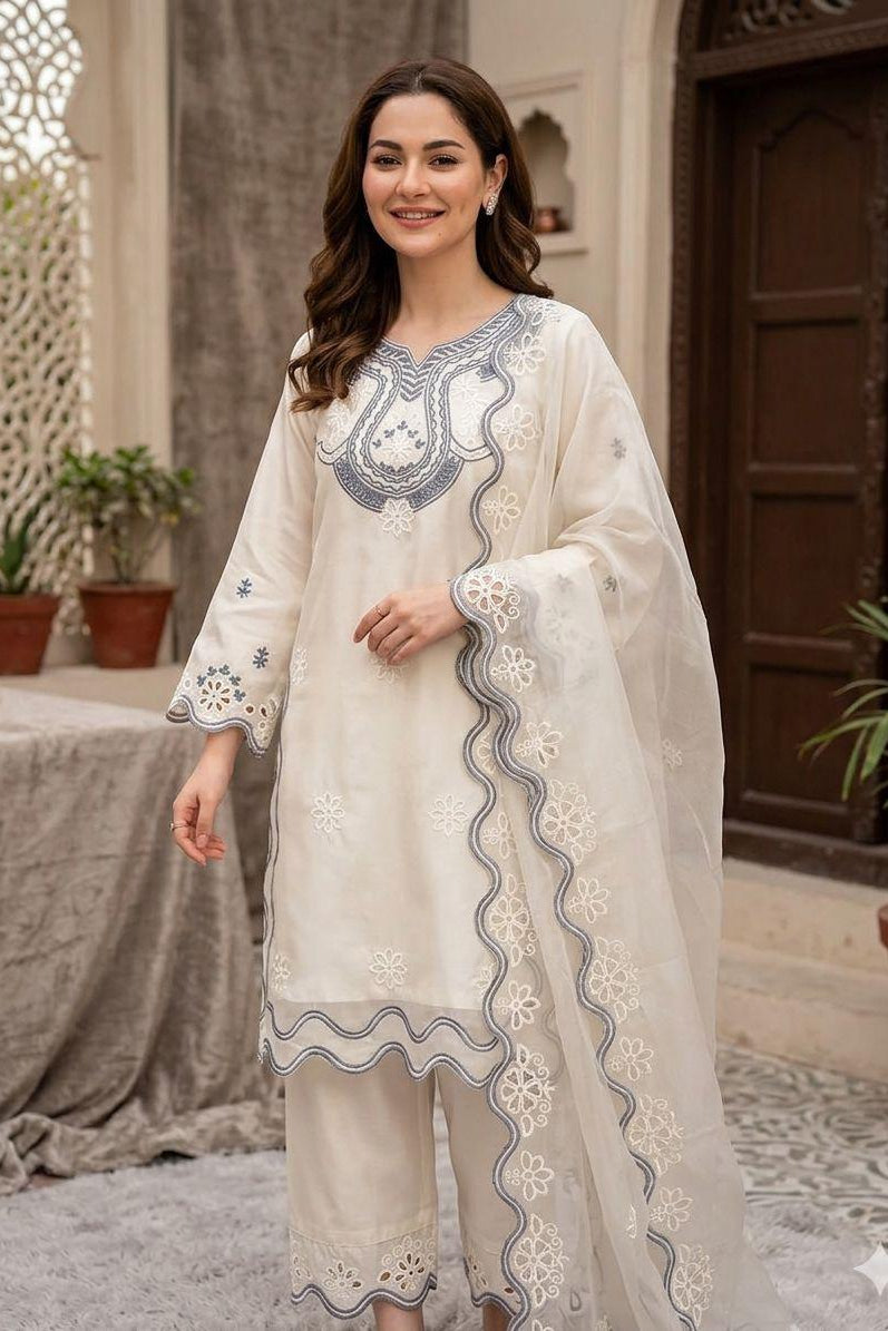 Noorvaani Crepe Silk Embroidered Palazzo Suit Set