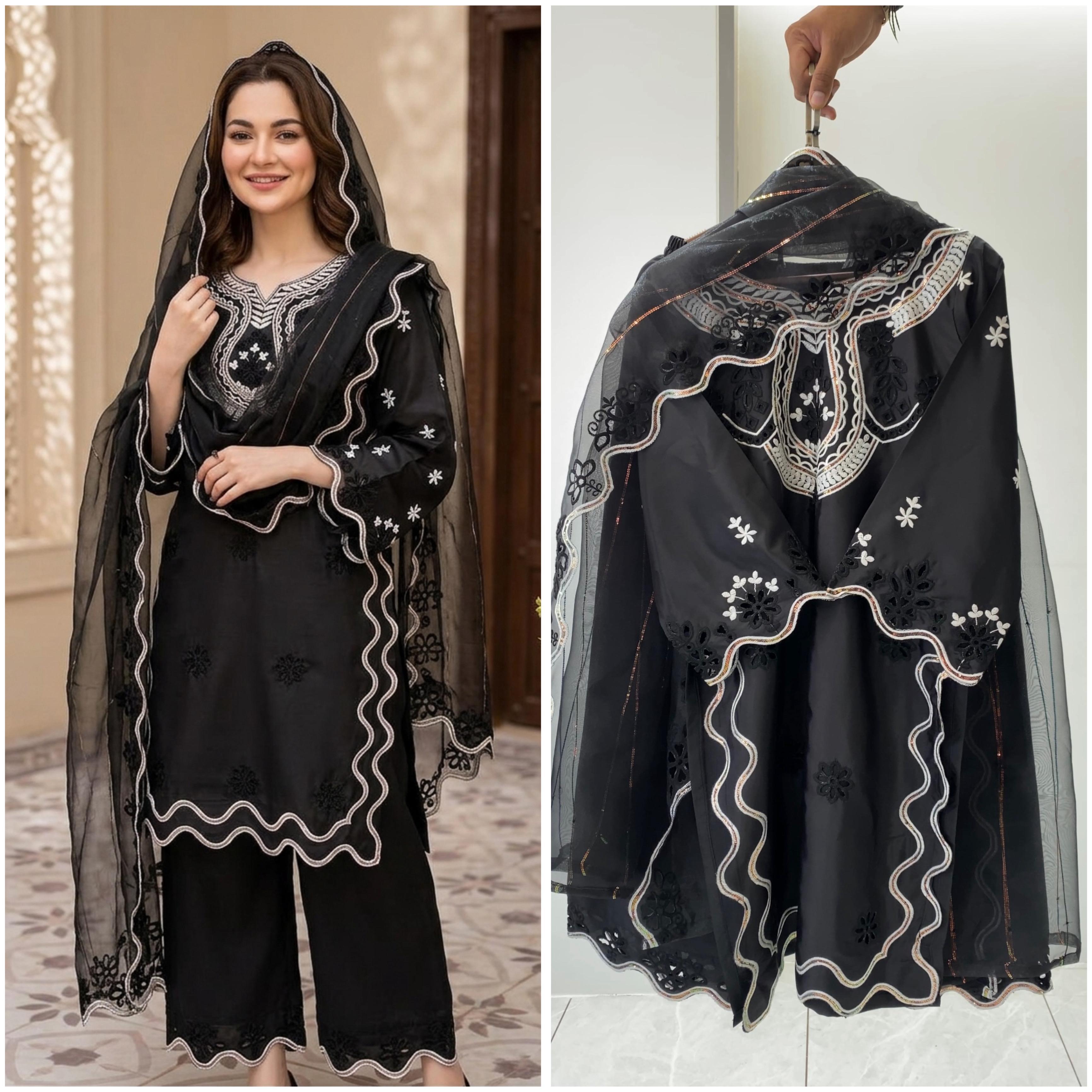 Noorvaani Crepe Silk Embroidered Palazzo Suit Set
