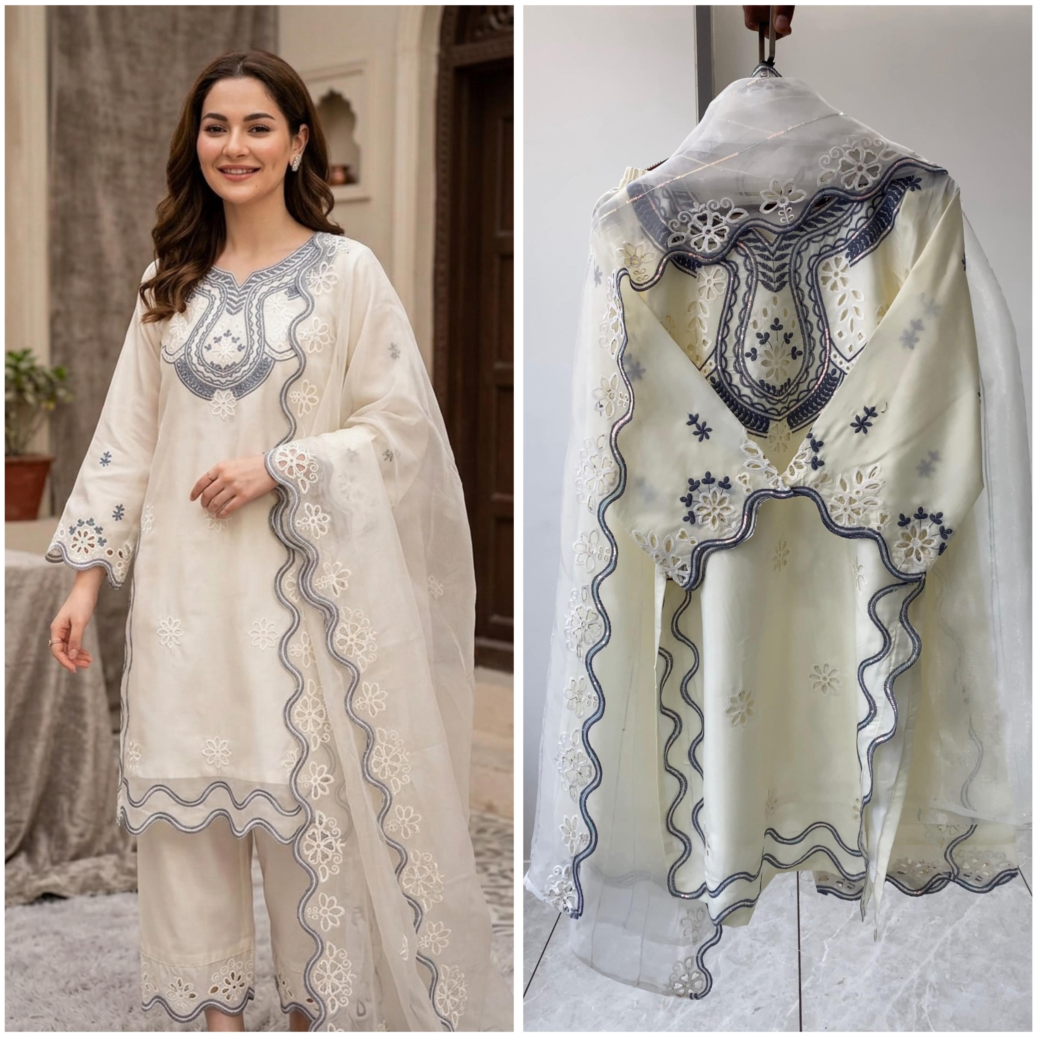 Noorvaani Crepe Silk Embroidered Palazzo Suit Set