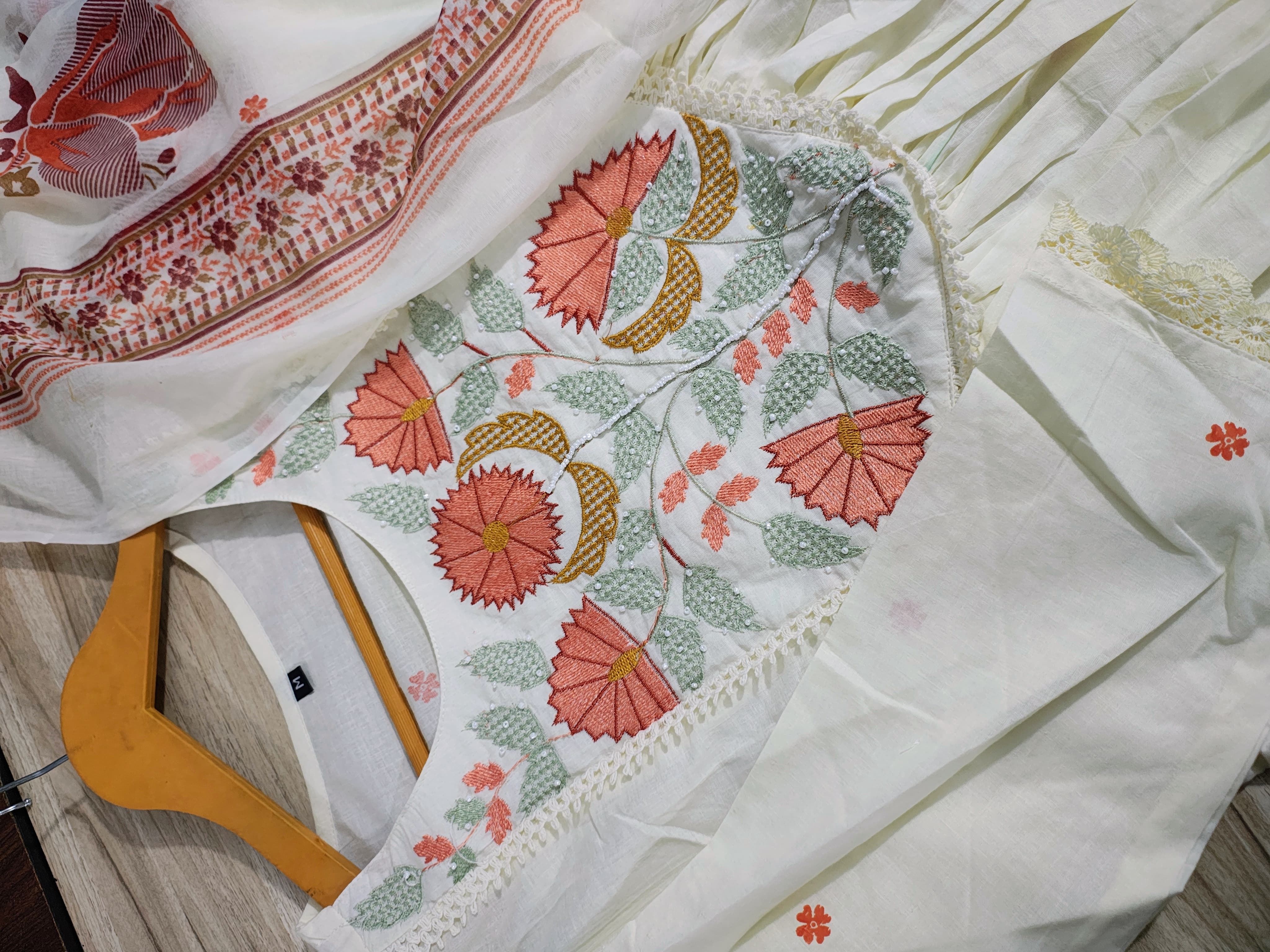 Shvetanshi Floral Cotton Anarkali Suit Set
