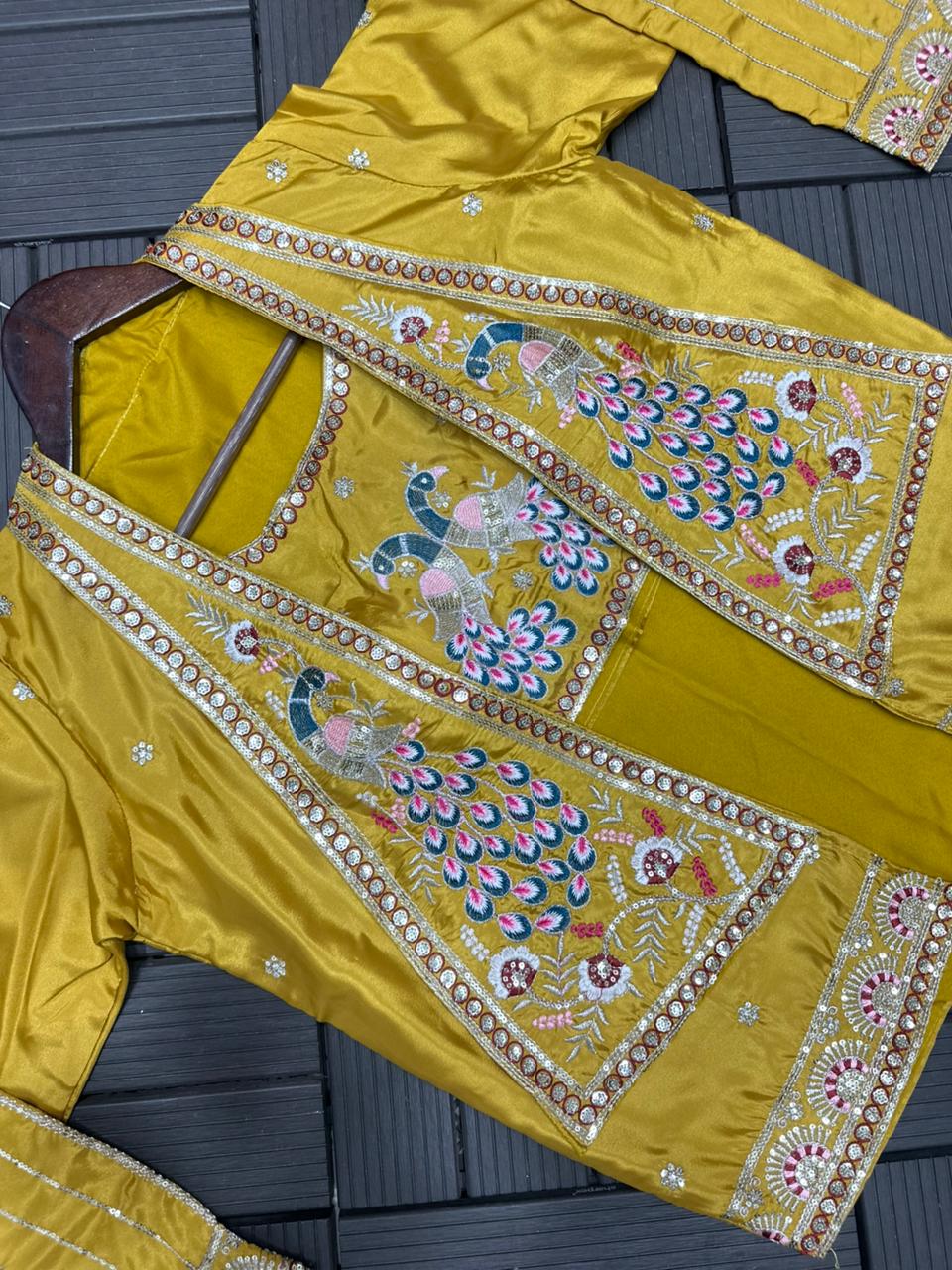 Kanakshree Crepe Satin Embroidered Saree Set with Koti