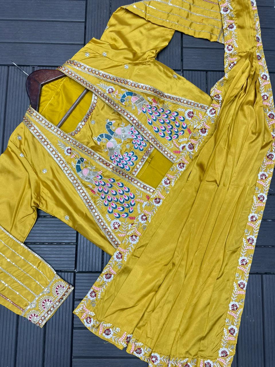 Kanakshree Crepe Satin Embroidered Saree Set with Koti