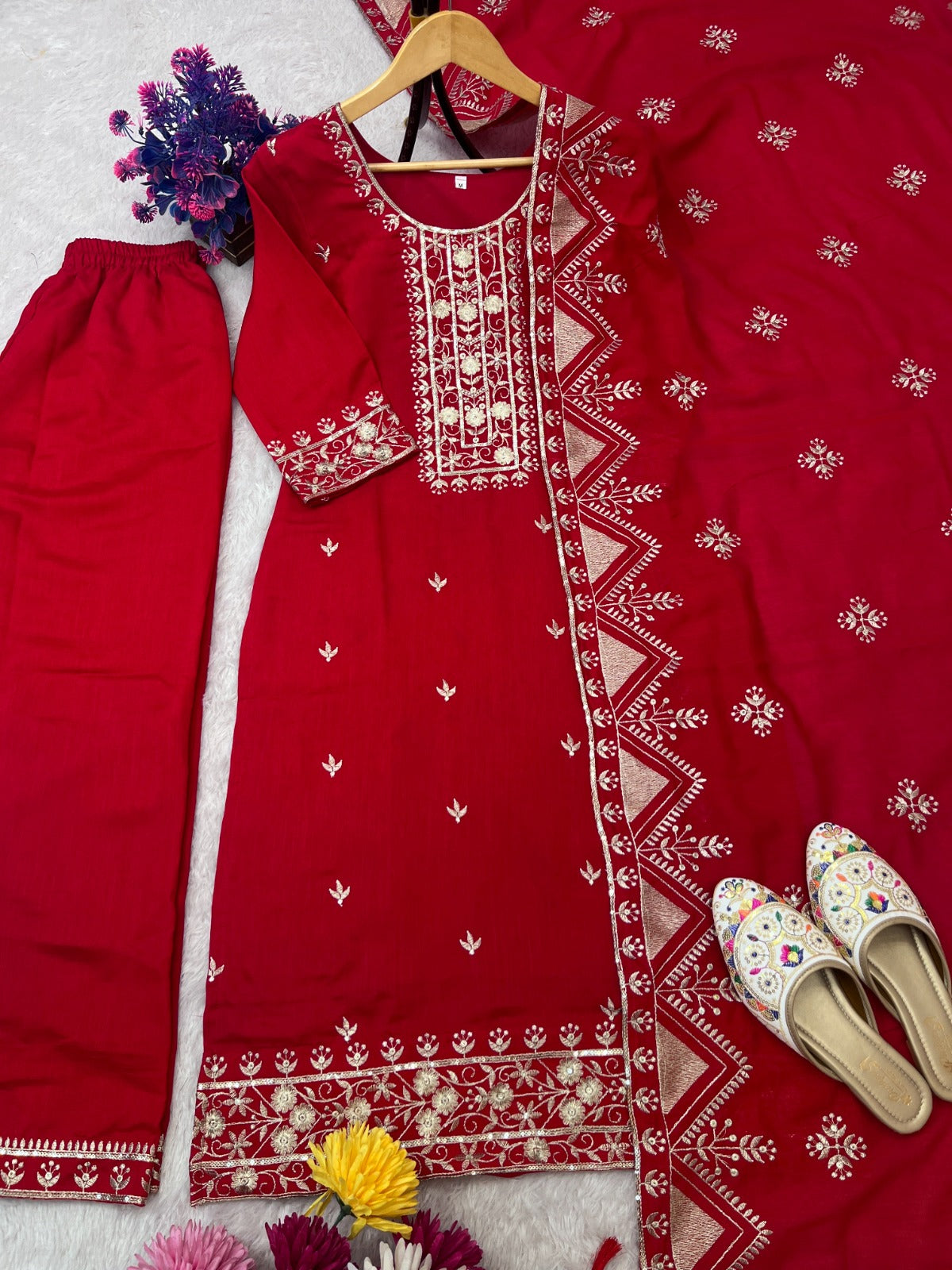 Raktima Vichitra Silk Heavy Embroidered Suit Set